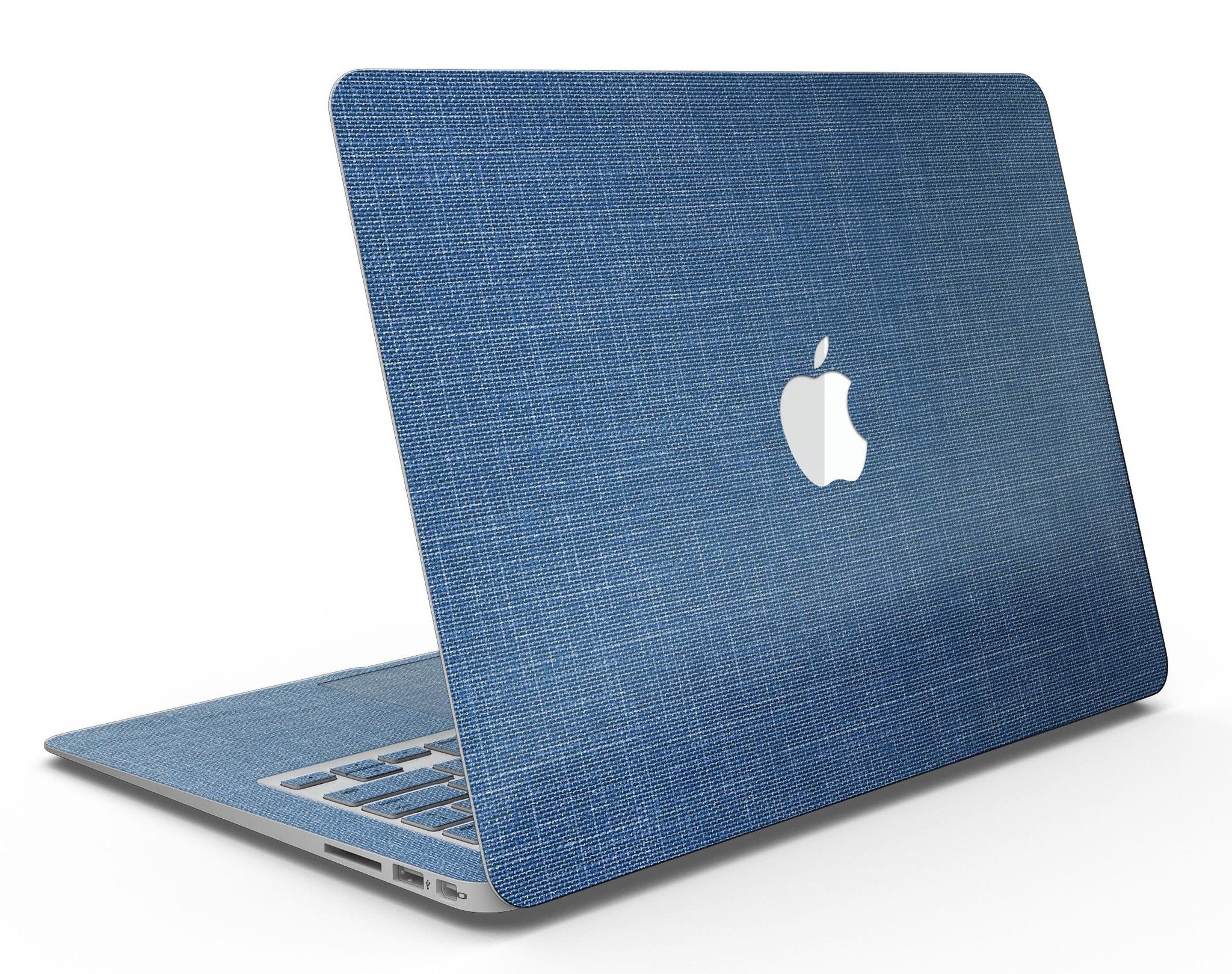 Deep Blue Sea Fabric Skin Kit for MacBook Air, showcasing vibrant ocean-inspired design and premium vinyl material.