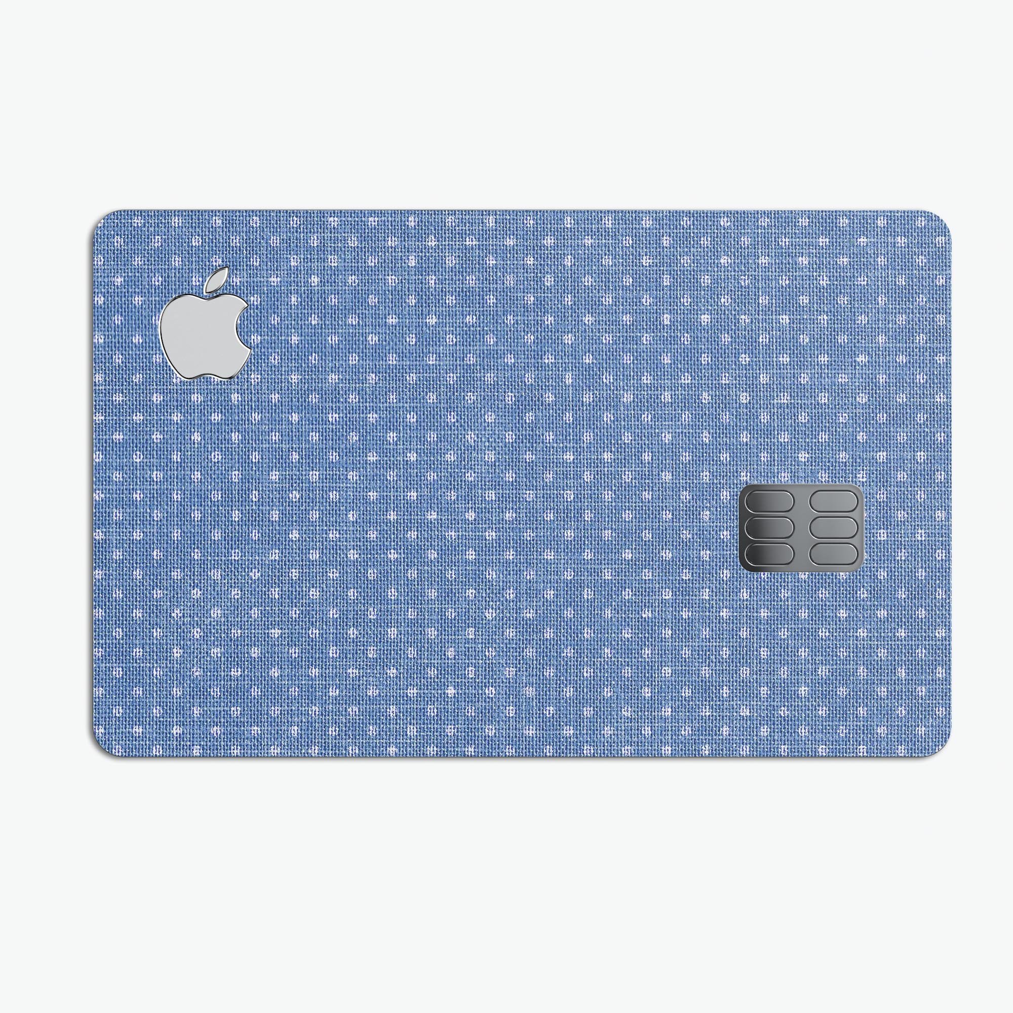 Deep Blue Sea Micro Dots skin kit for Apple Card, showcasing premium vinyl design and protective features.