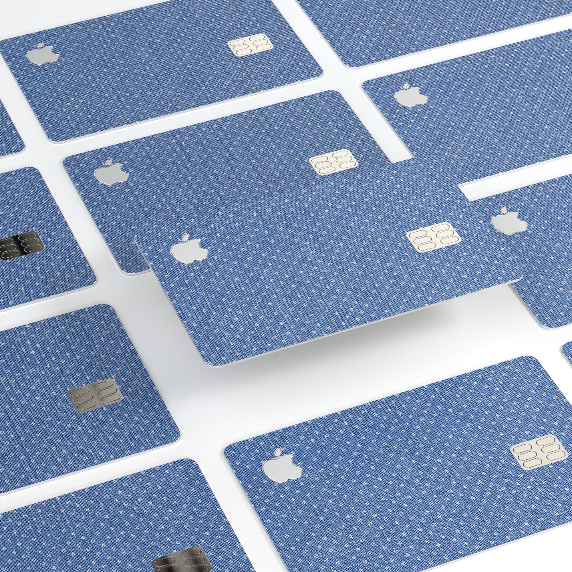 Deep Blue Sea Micro Dots skin kit for Apple Card, showcasing premium vinyl design and protective features.