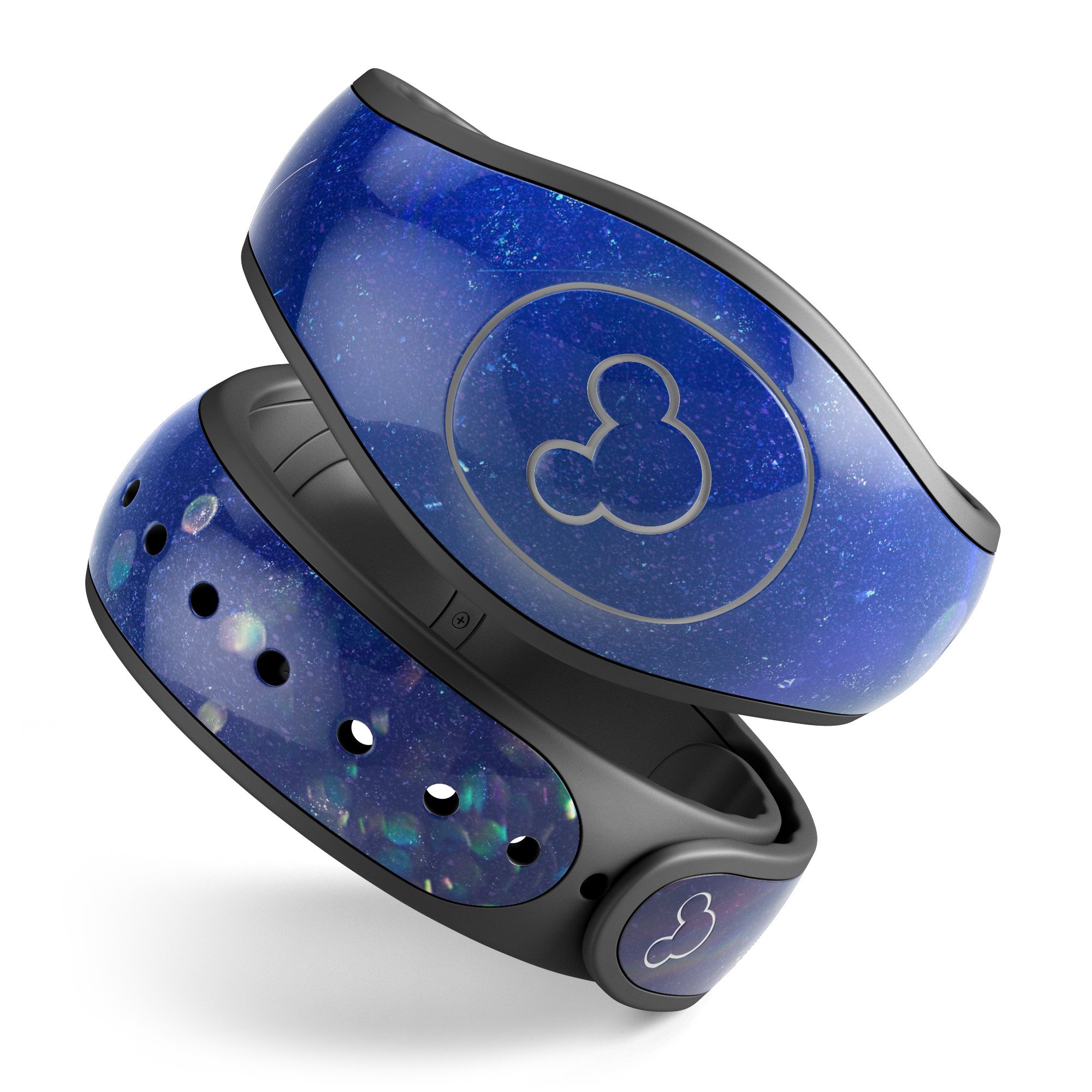 Deep Blue Unfocused Scratches decal skin wrap kit for Disney Magic Band, showcasing a stylish design with protective features.