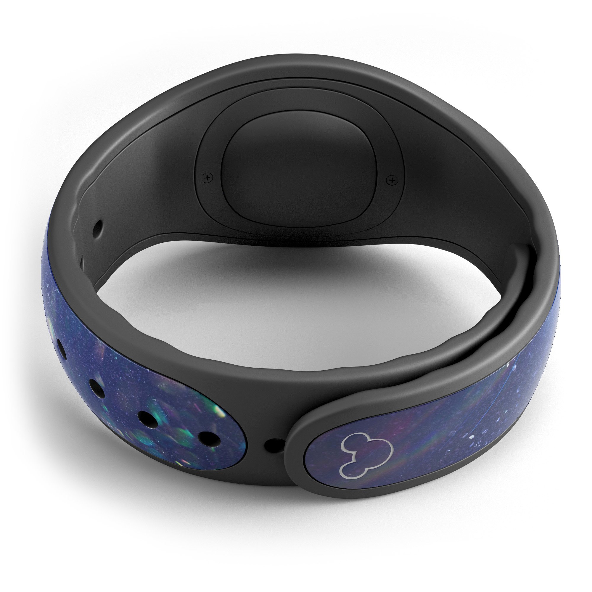 Deep Blue Unfocused Scratches decal skin wrap kit for Disney Magic Band, showcasing a stylish design with protective features.