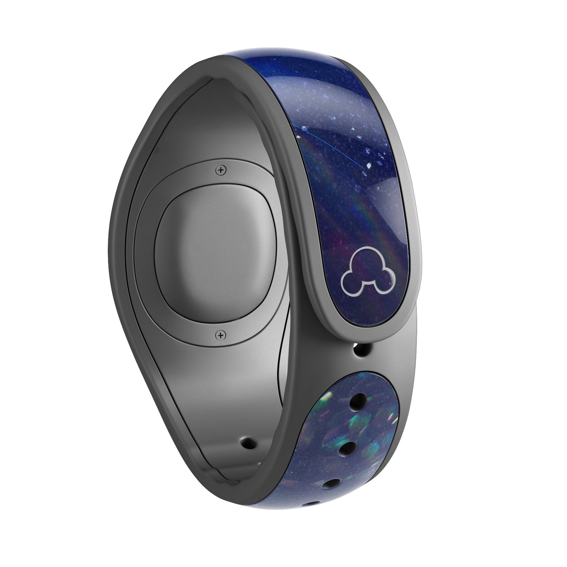 Deep Blue Unfocused Scratches decal skin wrap kit for Disney Magic Band, showcasing a stylish design with protective features.