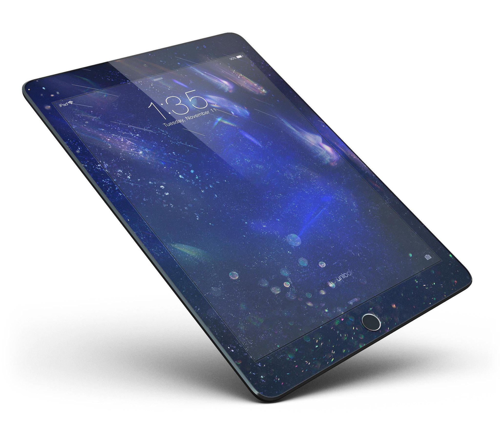 Deep Blue Unfocused Scratches Full Body Skin for iPad Pro, showcasing a stylish design that protects the device.