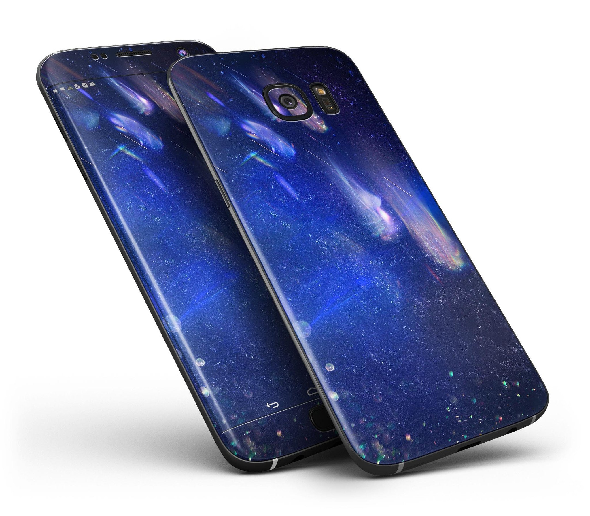 Deep Blue Unfocused Scratches Skin-Kit for Samsung Galaxy S7/S7 Edge, showcasing premium vinyl design and full-body coverage.