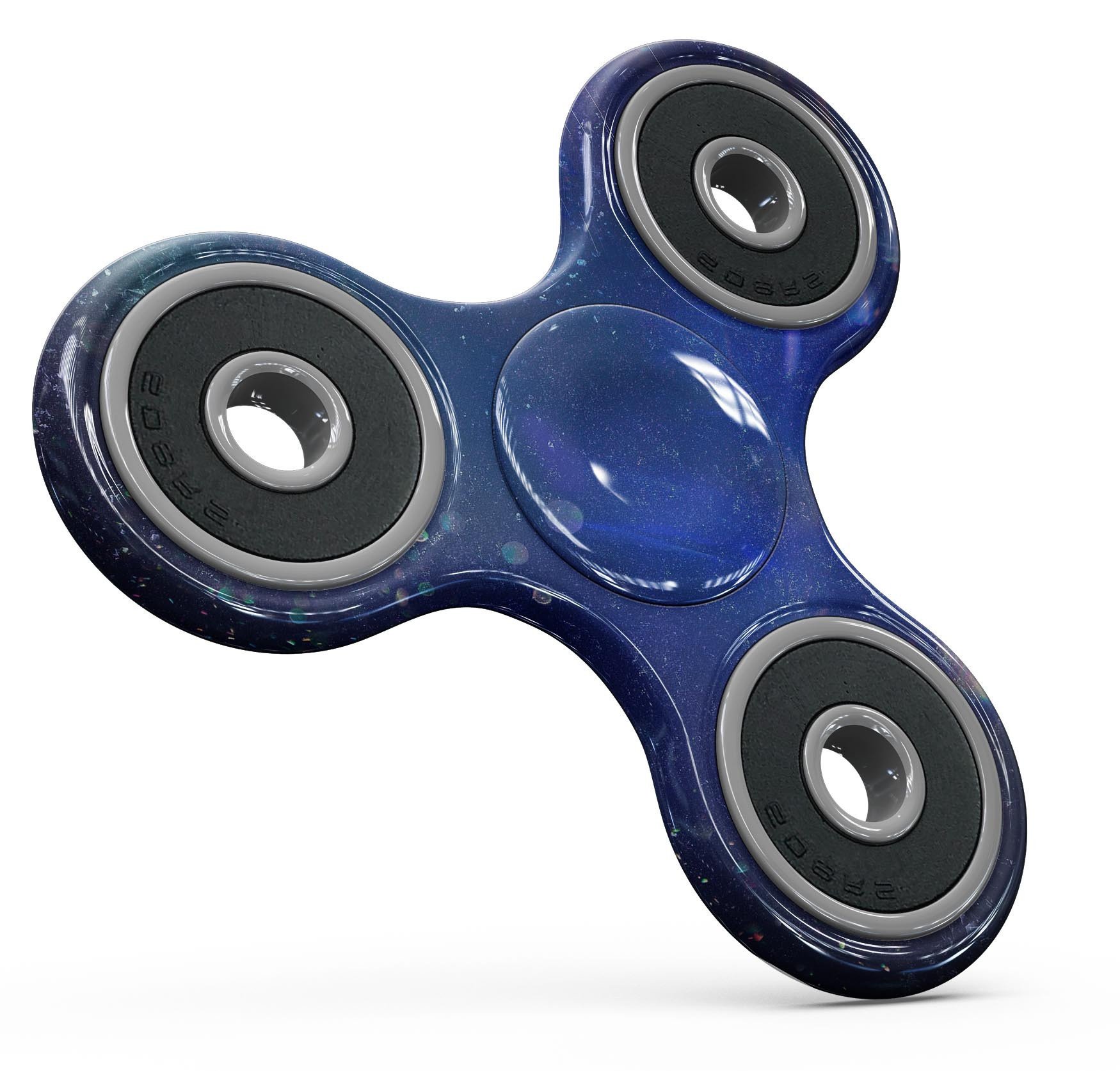 Deep Blue Unfocused Scratches Full-Body Skin-Kit for fidget spinners, showcasing its vibrant design and premium vinyl material.