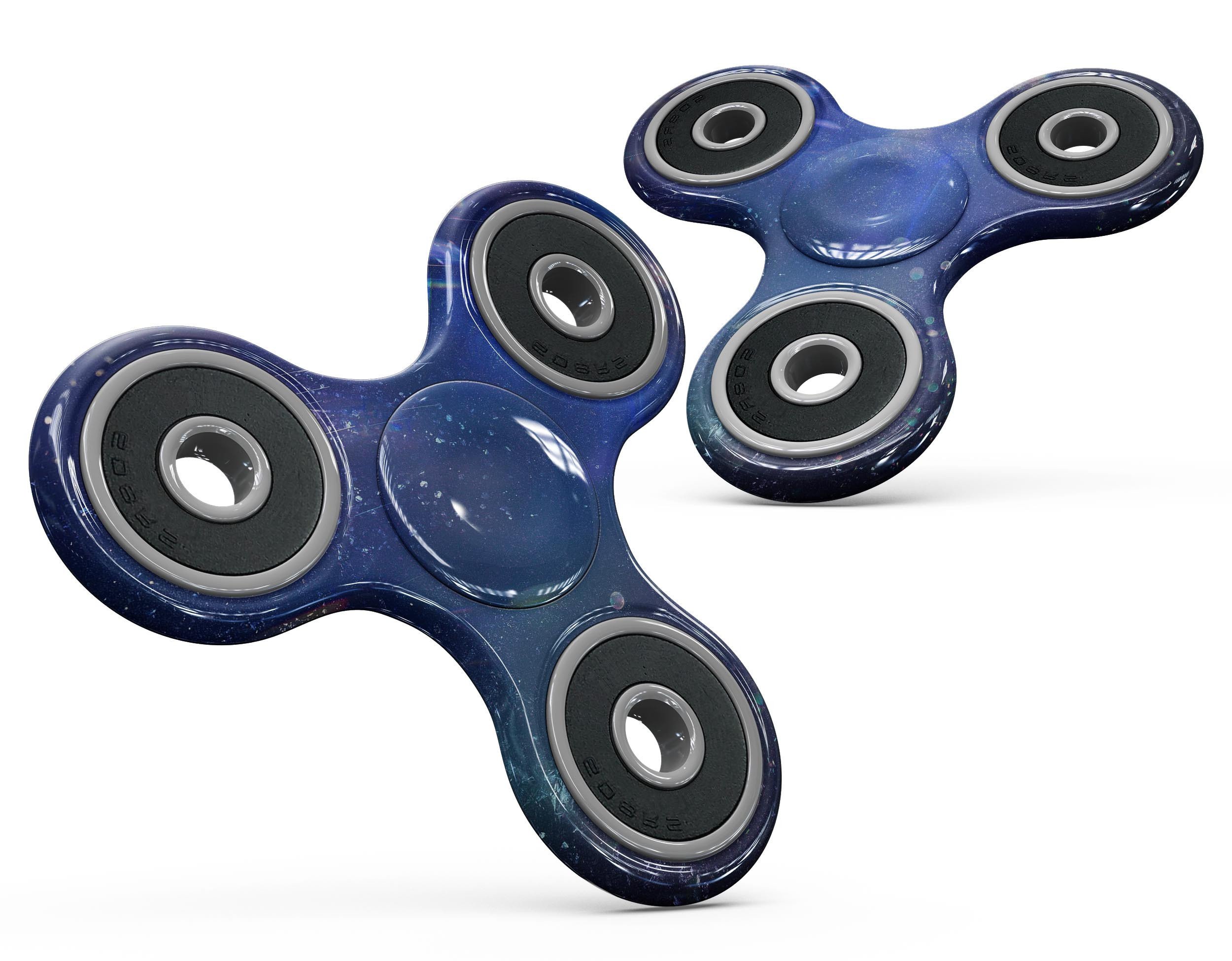 Deep Blue Unfocused Scratches Full-Body Skin-Kit for fidget spinners, showcasing its vibrant design and premium vinyl material.