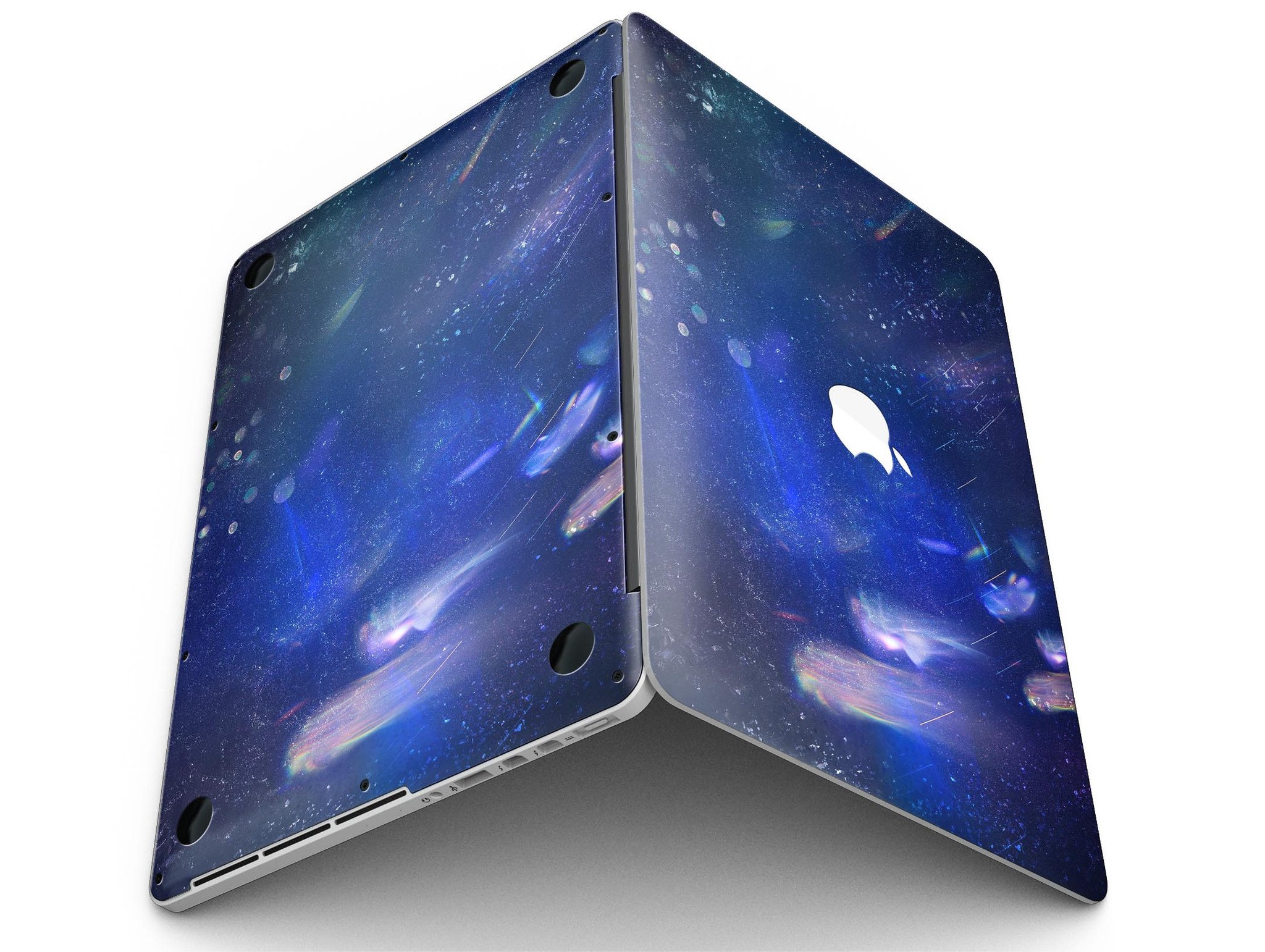 Deep Blue Unfocused Scratches skin for MacBook Pro with Retina Display, showcasing a stylish design that protects against scratches.