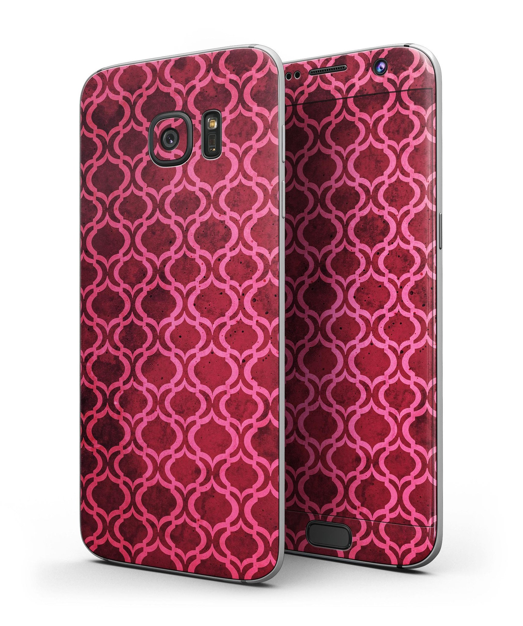 Deep Fuschia Oval Pattern Skin-Kit for Samsung Galaxy S7/S7 Edge, showcasing vibrant colors and premium vinyl material.