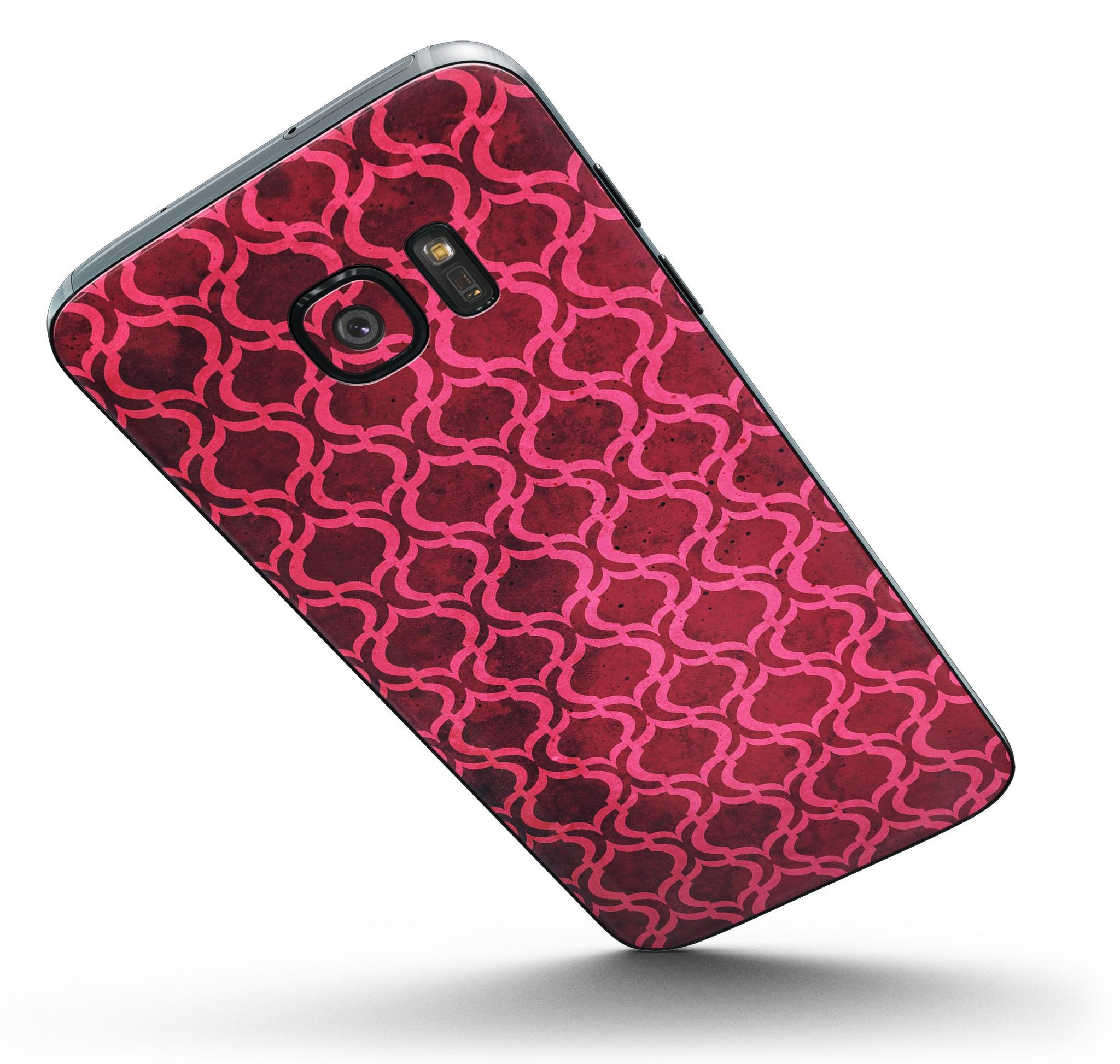 Deep Fuschia Oval Pattern Skin-Kit for Samsung Galaxy S7/S7 Edge, showcasing vibrant colors and premium vinyl material.