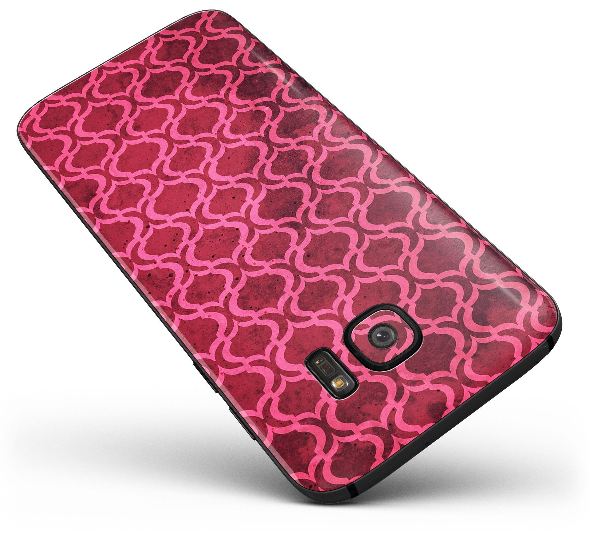 Deep Fuschia Oval Pattern Skin-Kit for Samsung Galaxy S7/S7 Edge, showcasing vibrant colors and premium vinyl material.