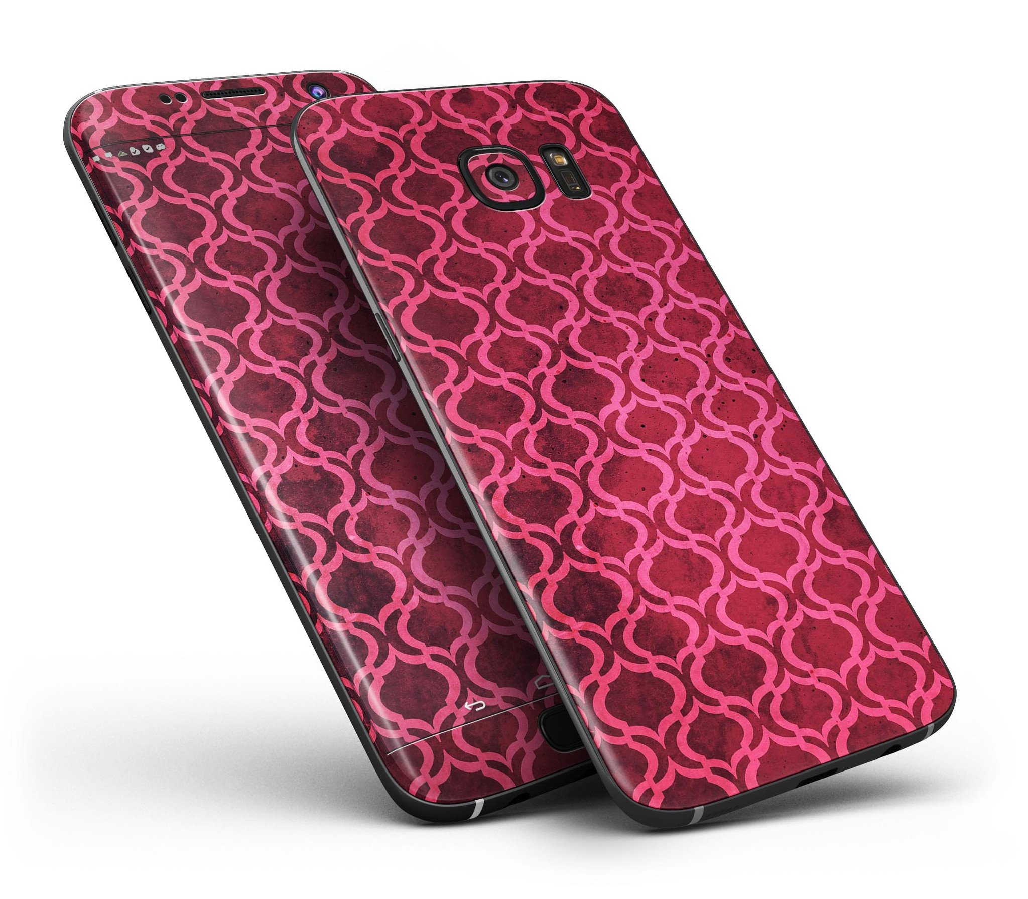 Deep Fuschia Oval Pattern Skin-Kit for Samsung Galaxy S7/S7 Edge, showcasing vibrant colors and premium vinyl material.