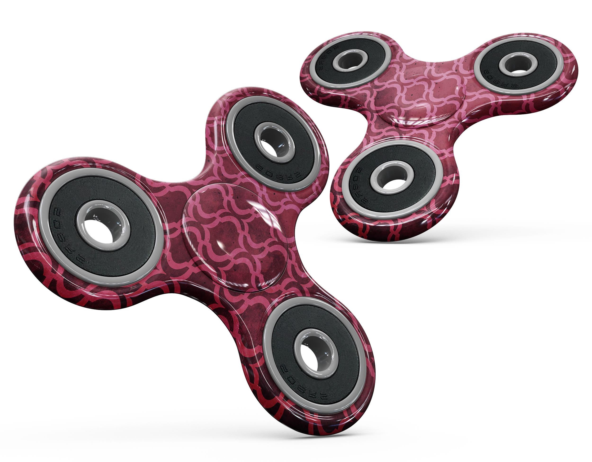 Deep fuschia oval pattern full-body skin kit for fidget spinner, showcasing vibrant color and unique design.