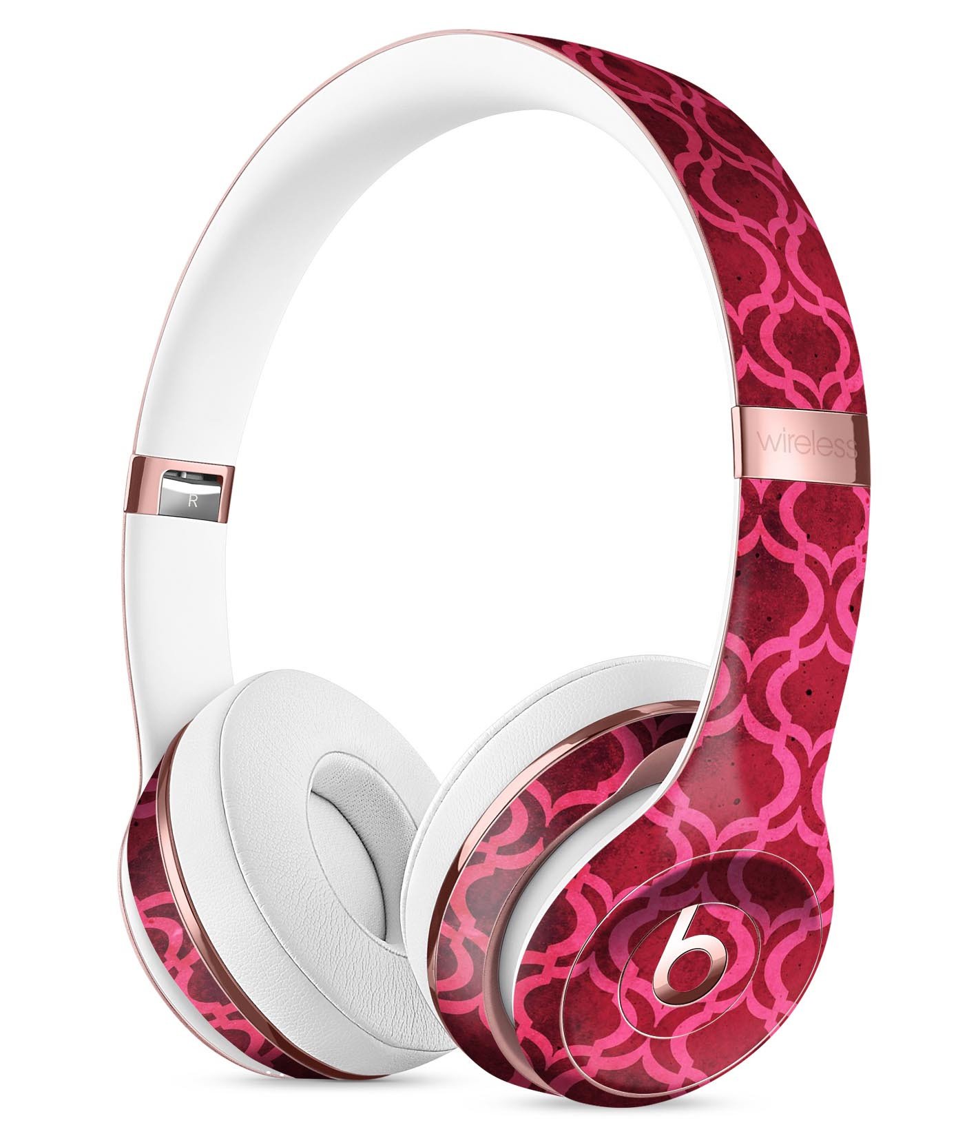 Deep Fuschia Oval Pattern Skin Kit for Beats by Dre Solo 3 Wireless Headphones, showcasing vibrant color and design.