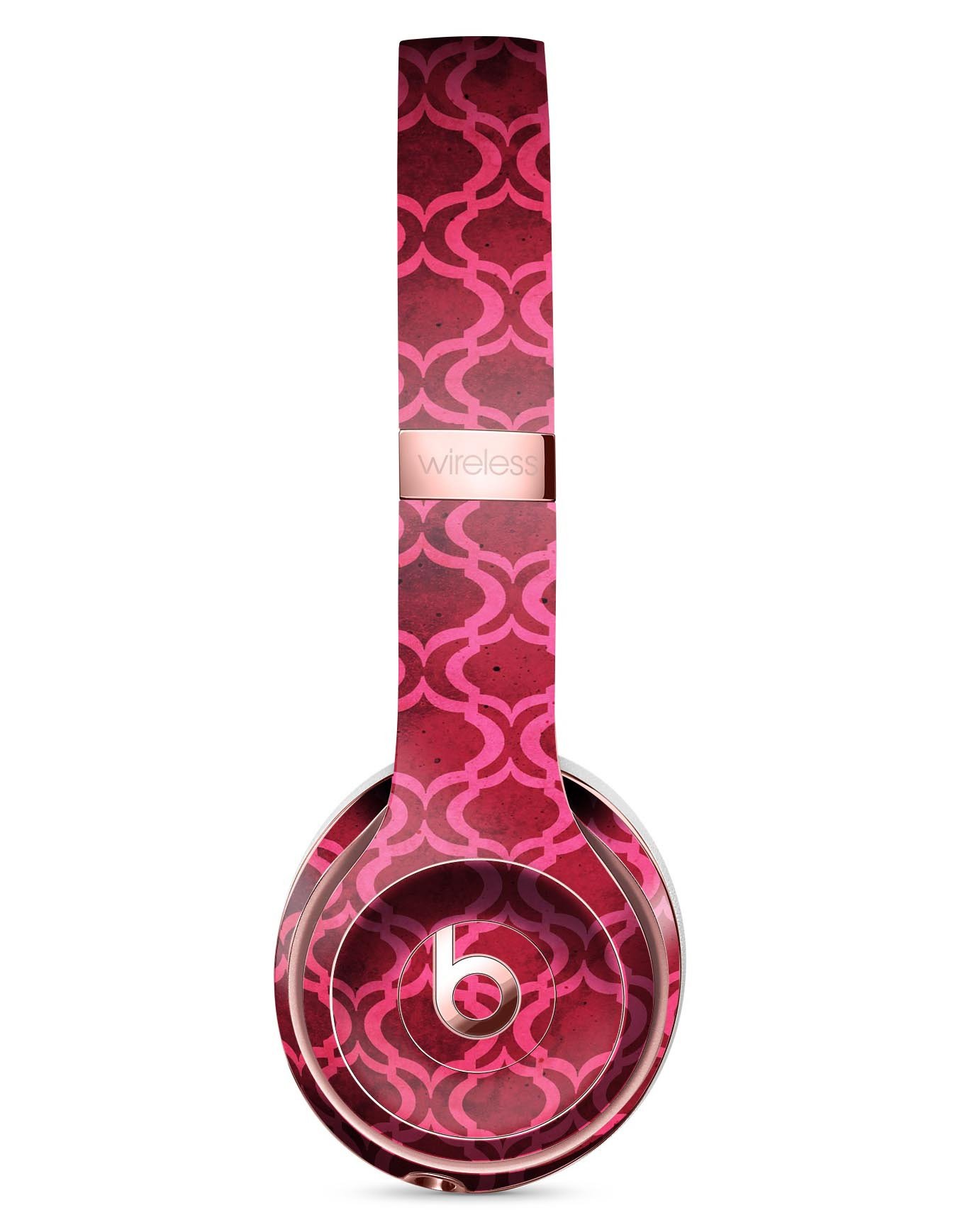 Deep Fuschia Oval Pattern Skin Kit for Beats by Dre Solo 3 Wireless Headphones, showcasing vibrant color and design.