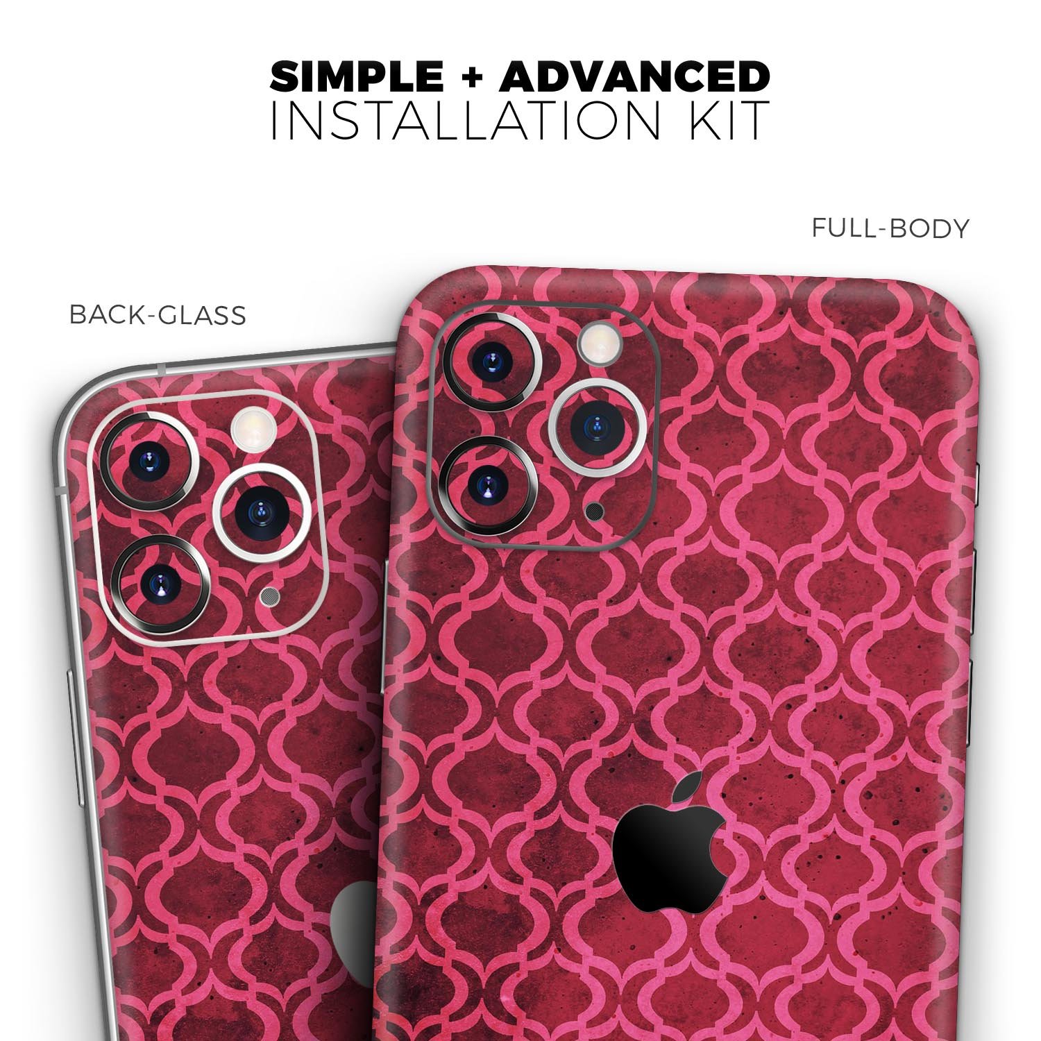 Deep Fuschia Oval Pattern Skin-Kit for Apple iPhone, showcasing vibrant color and unique design.