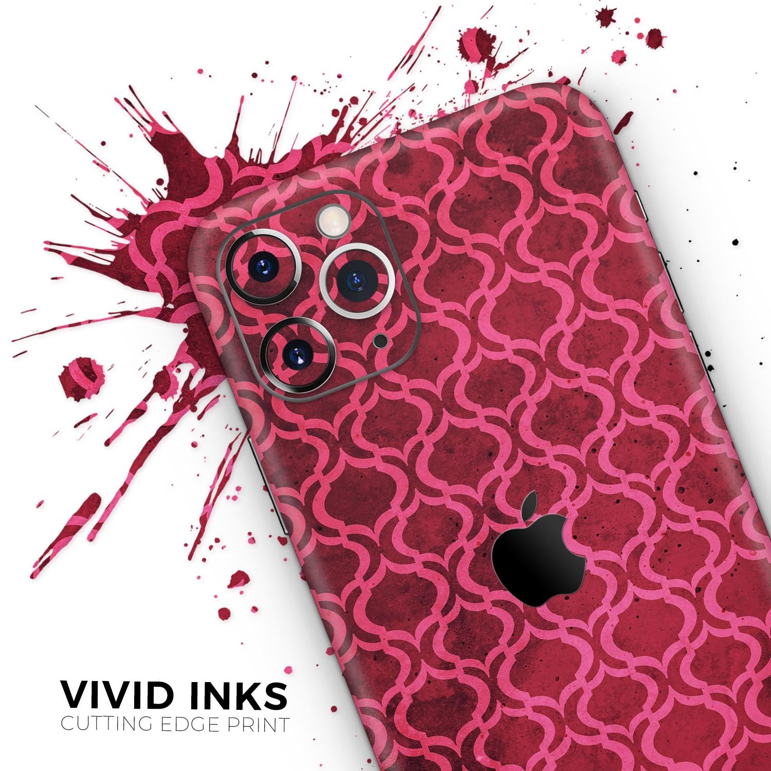 Deep Fuschia Oval Pattern Skin-Kit for Apple iPhone, showcasing vibrant color and unique design.