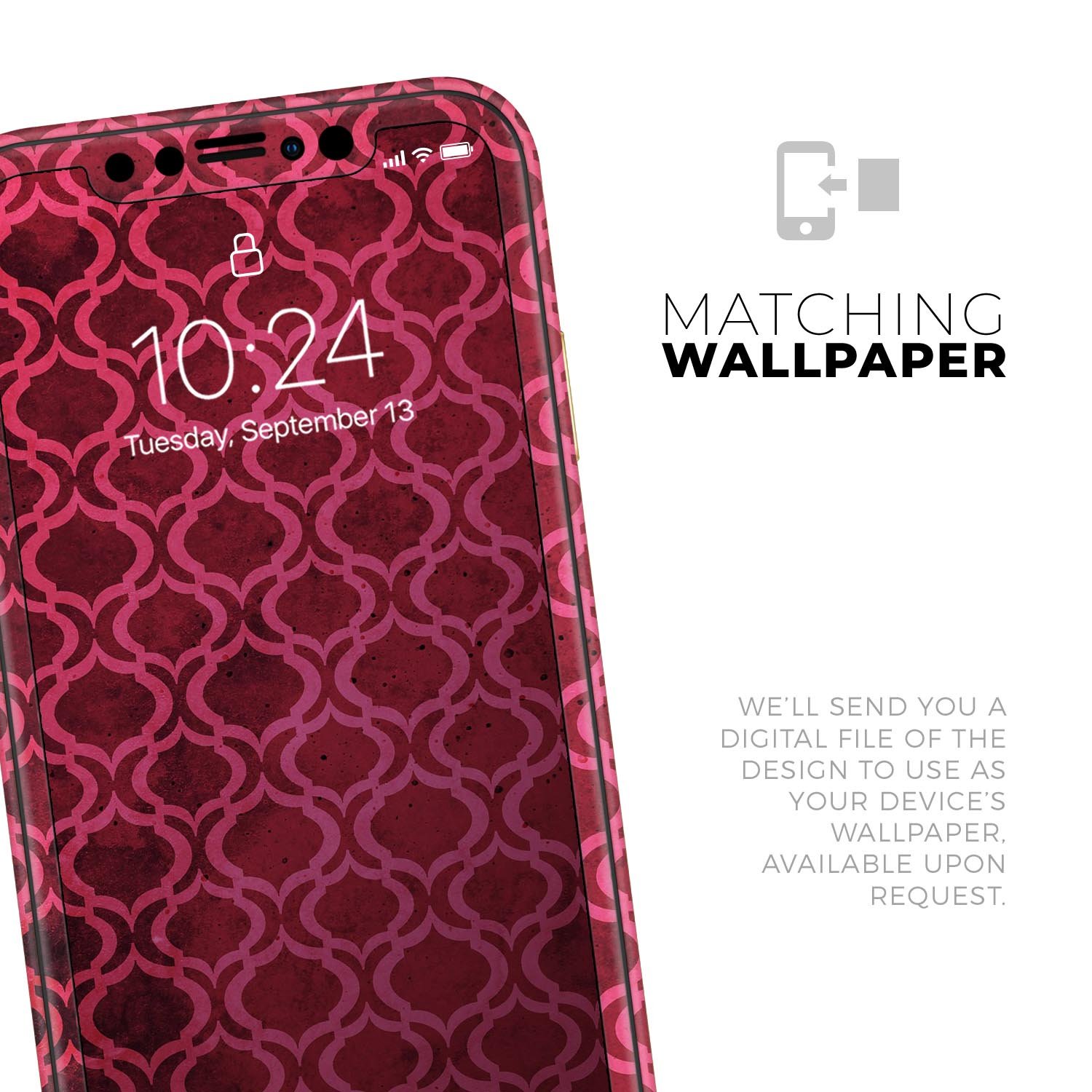 Deep Fuschia Oval Pattern Skin-Kit for Apple iPhone, showcasing vibrant color and unique design.