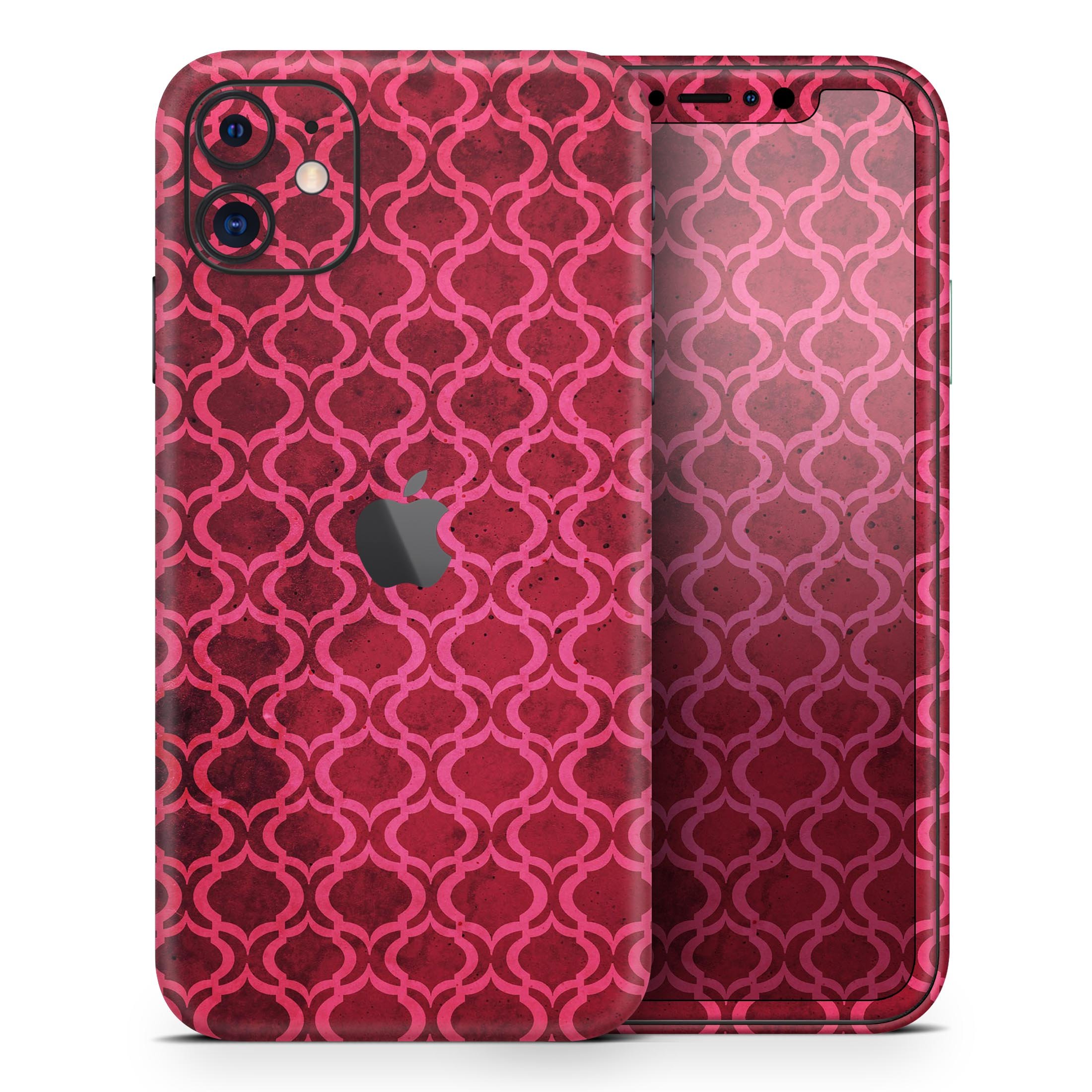 Deep Fuschia Oval Pattern Skin-Kit for Apple iPhone, showcasing vibrant color and unique design.