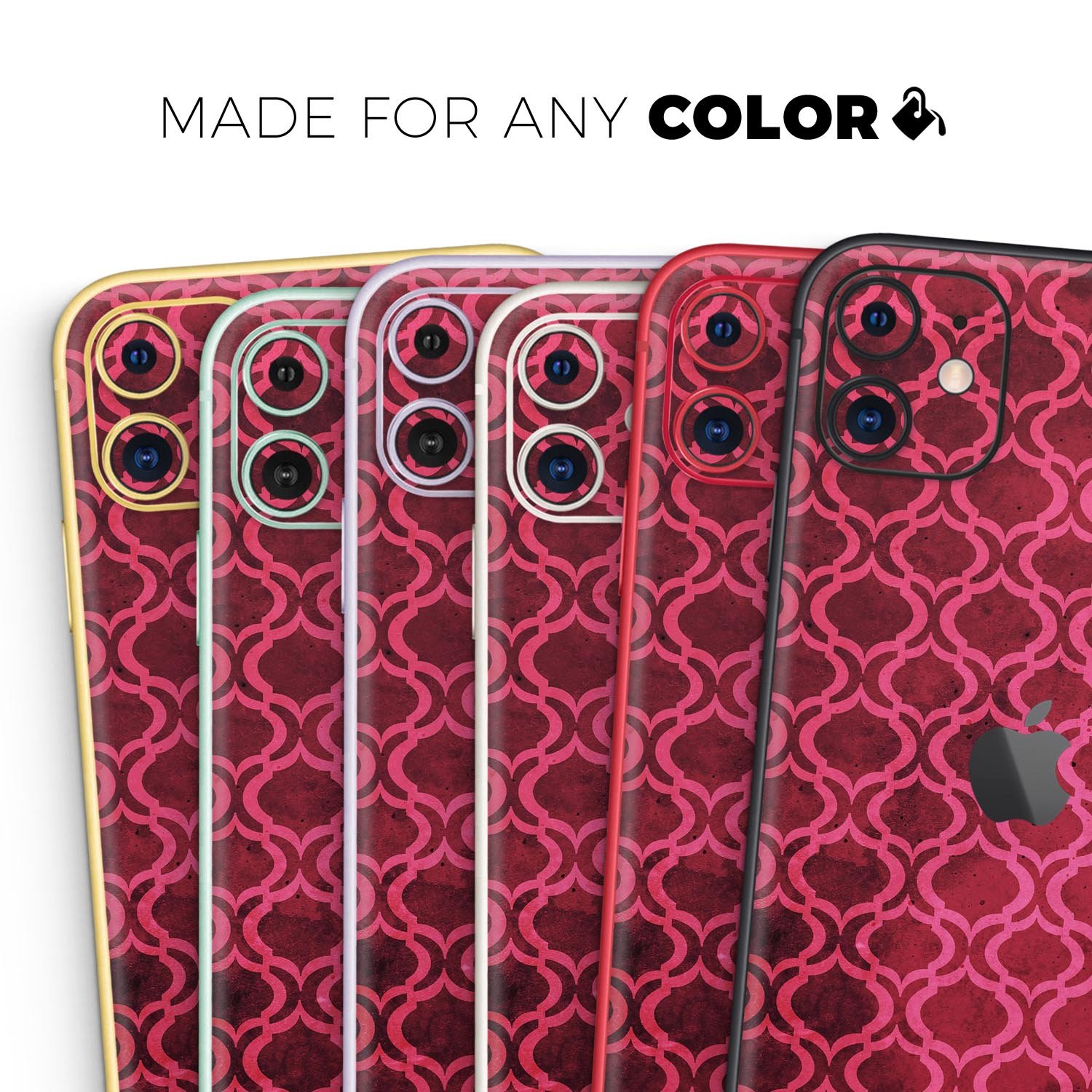 Deep Fuschia Oval Pattern Skin-Kit for Apple iPhone, showcasing vibrant color and unique design.