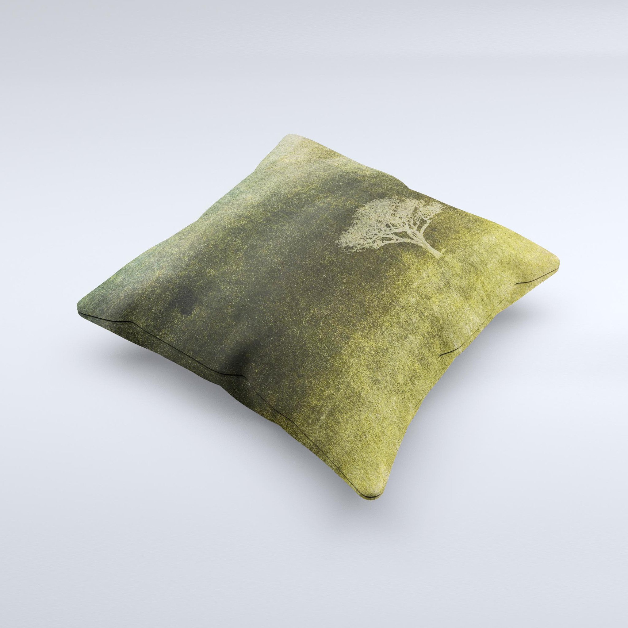 Deep Green Tree Pastel Painting decorative throw pillow with intricate design, handcrafted in Virginia, showcasing unique imperfections.