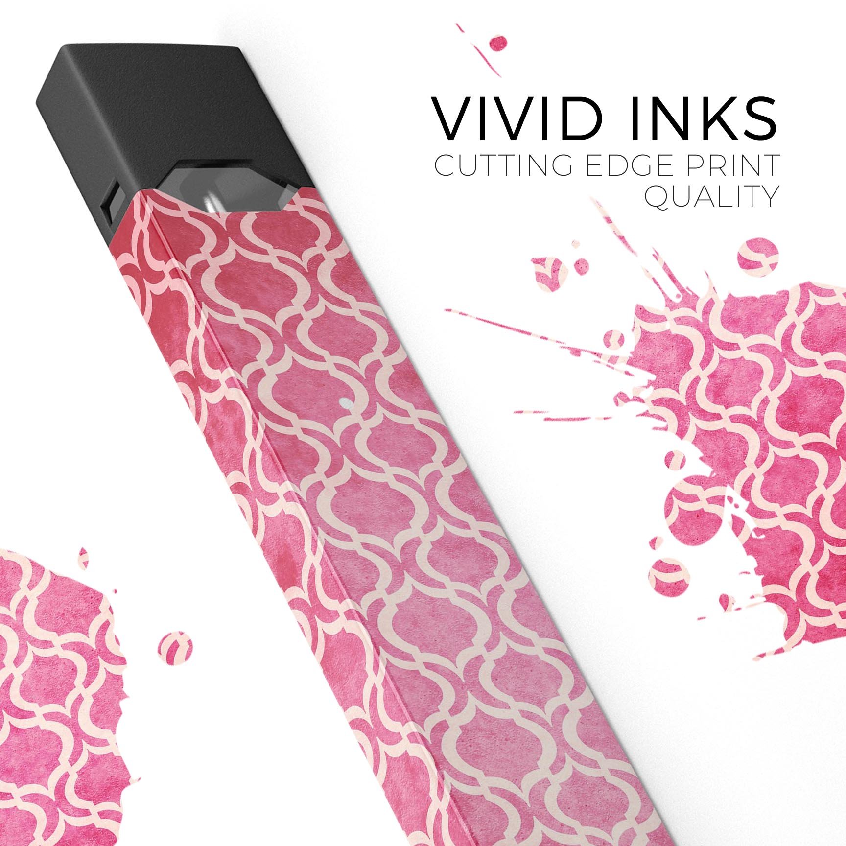 Deep Pink Bubble Moroccan Pattern skin-wrap for JUUL device, showcasing vibrant colors and intricate design.