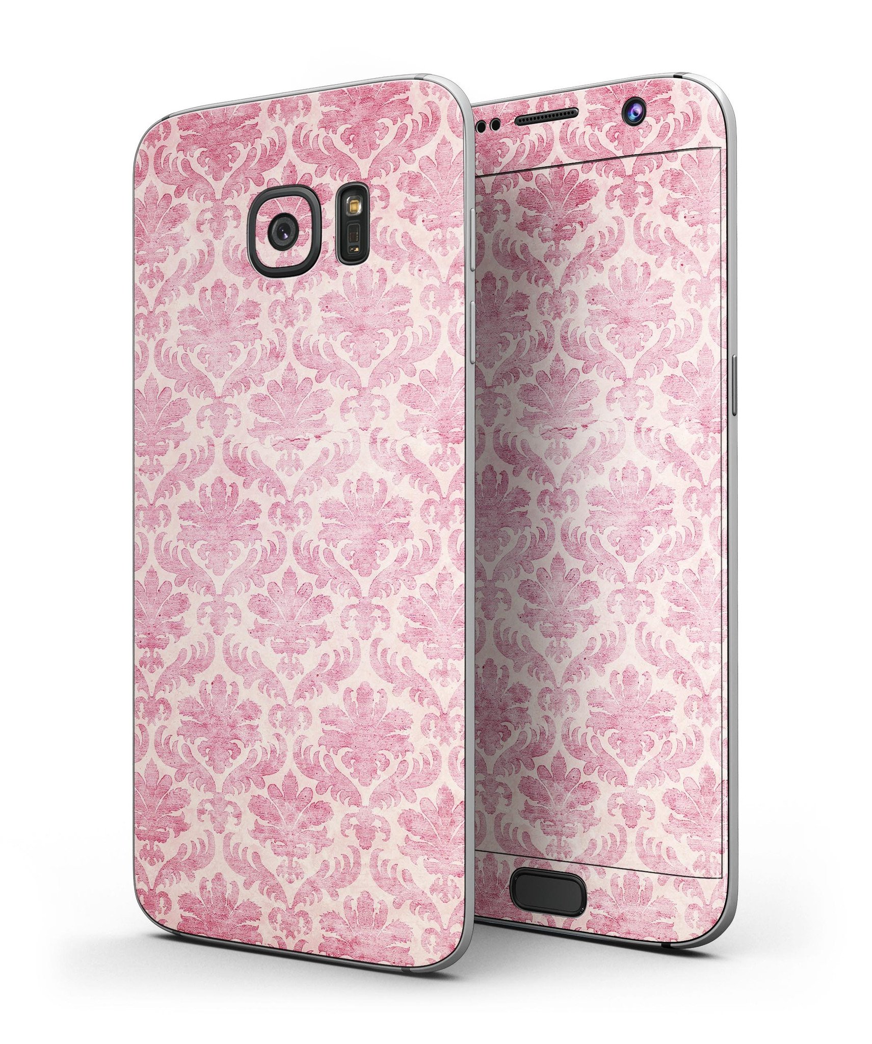 Deep Pink Pattern Skin-Kit for Samsung Galaxy S7/S7 Edge, showcasing vibrant design and premium vinyl material.