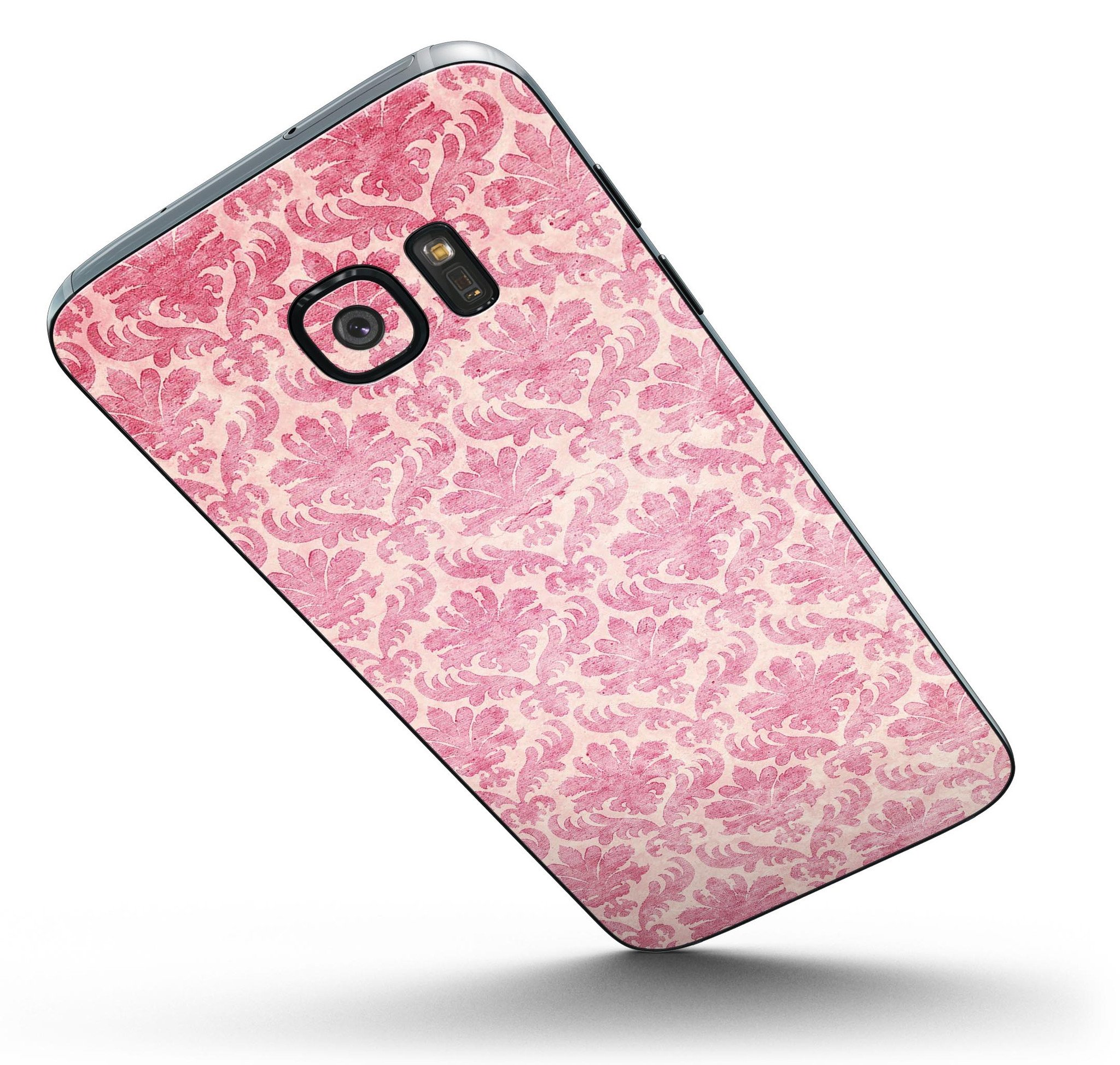 Deep Pink Pattern Skin-Kit for Samsung Galaxy S7/S7 Edge, showcasing vibrant design and premium vinyl material.