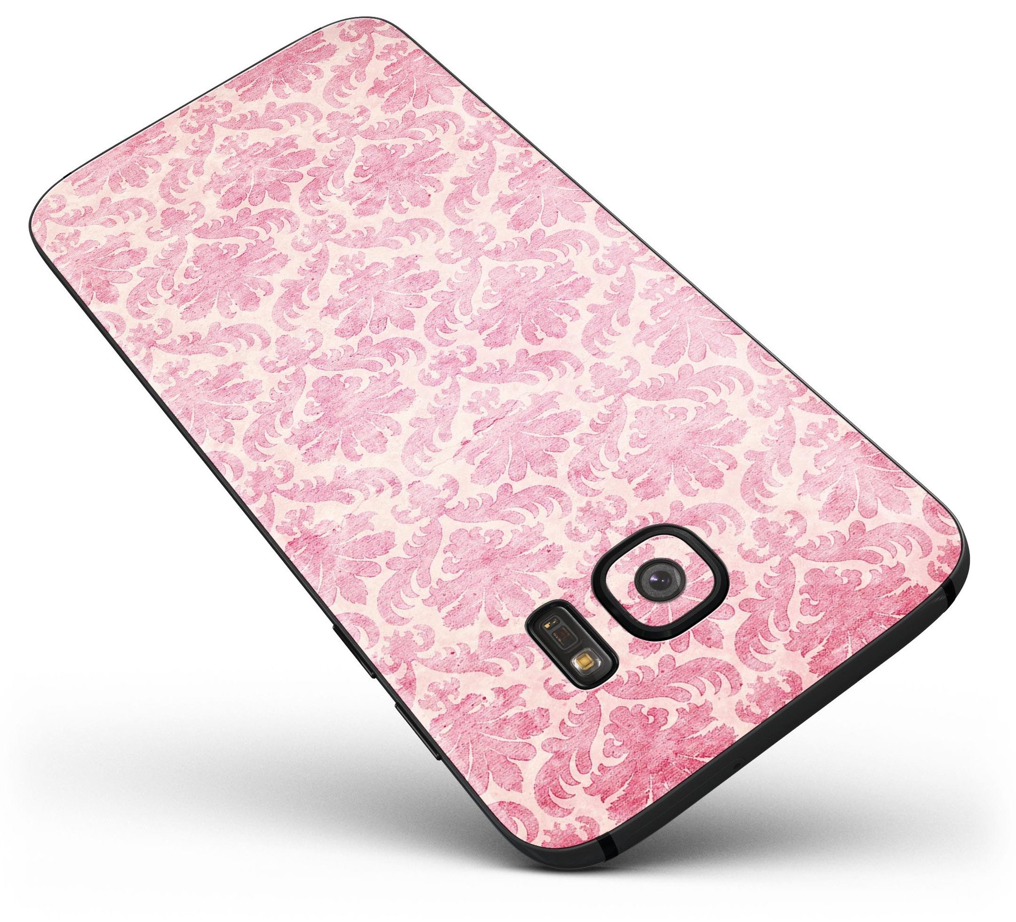 Deep Pink Pattern Skin-Kit for Samsung Galaxy S7/S7 Edge, showcasing vibrant design and premium vinyl material.