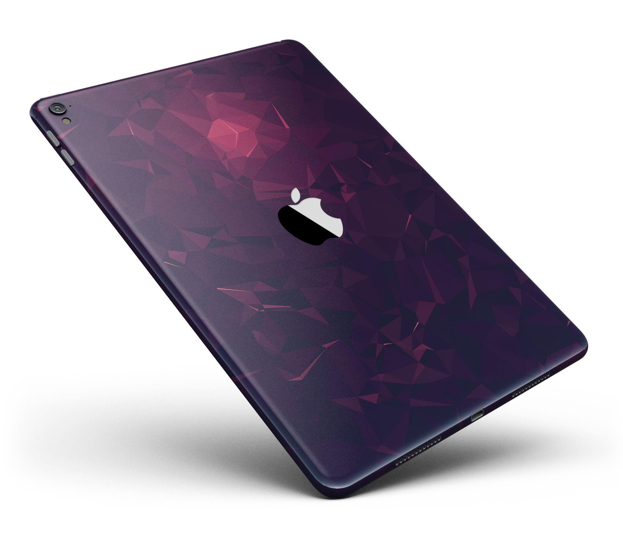 Deep Purple and Red Geometric Triangles Full Body Skin for iPad, showcasing vibrant colors and geometric patterns.