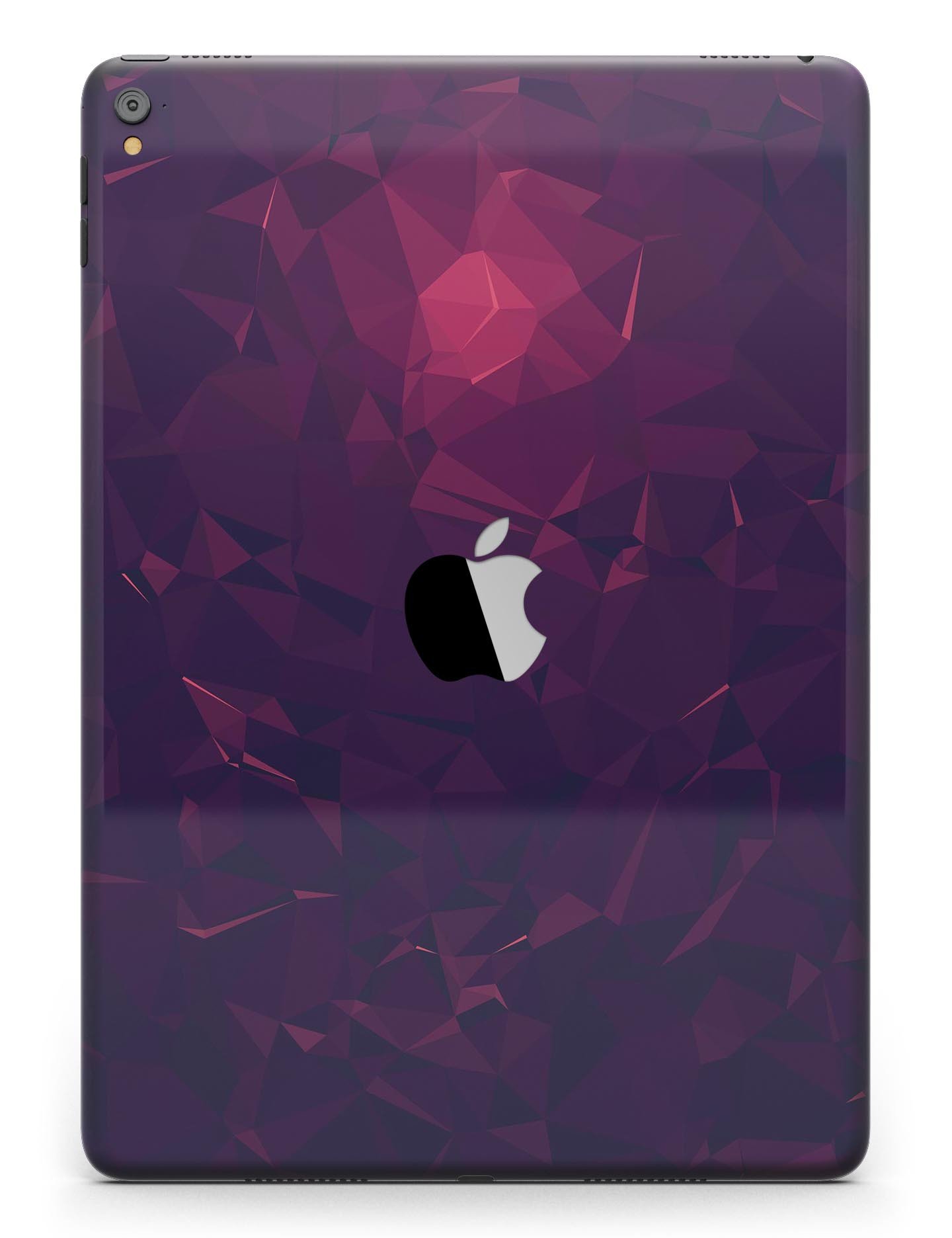 Deep Purple and Red Geometric Triangles Full Body Skin for iPad, showcasing vibrant colors and geometric patterns.