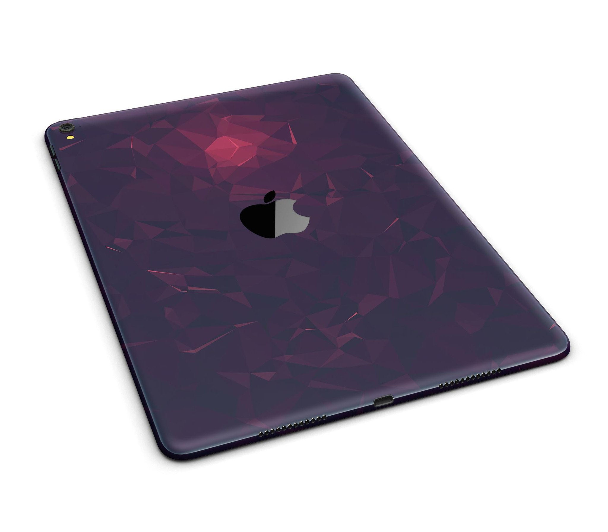 Deep Purple and Red Geometric Triangles Full Body Skin for iPad, showcasing vibrant colors and geometric patterns.