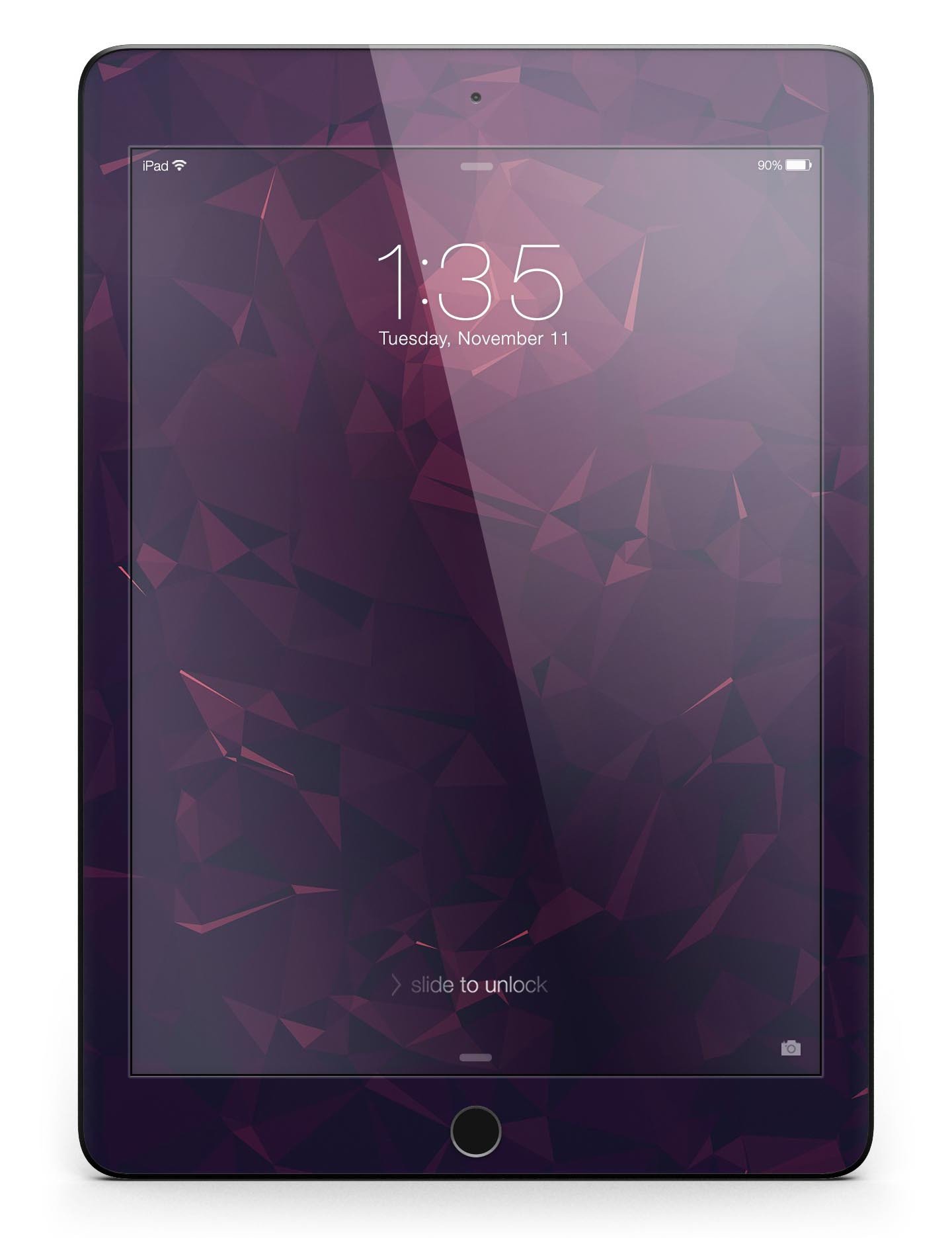 Deep Purple and Red Geometric Triangles Full Body Skin for iPad, showcasing vibrant colors and geometric patterns.