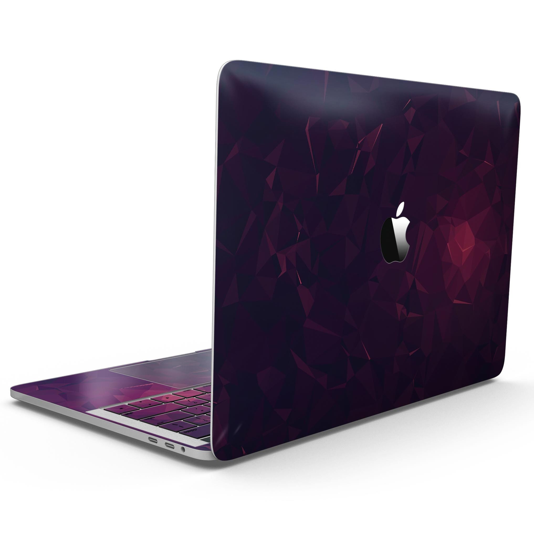 Deep Purple and Red Geometric Triangles skin for MacBook Pro with Touch Bar, showcasing a stylish geometric design.