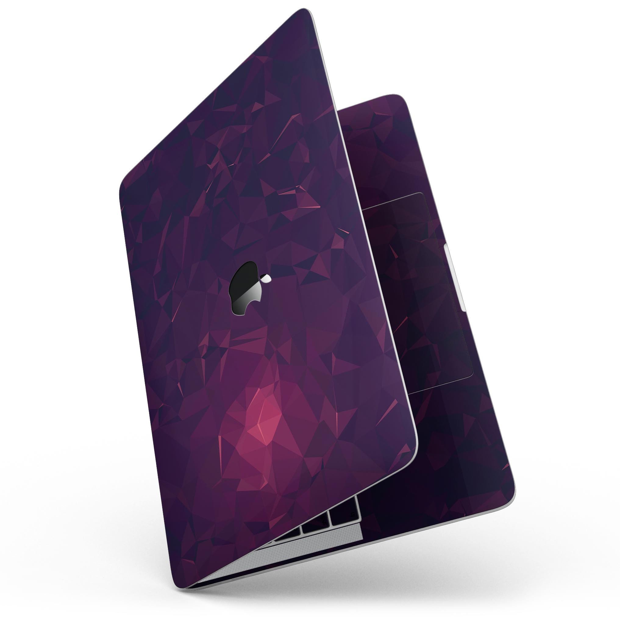 Deep Purple and Red Geometric Triangles skin for MacBook Pro with Touch Bar, showcasing a stylish geometric design.