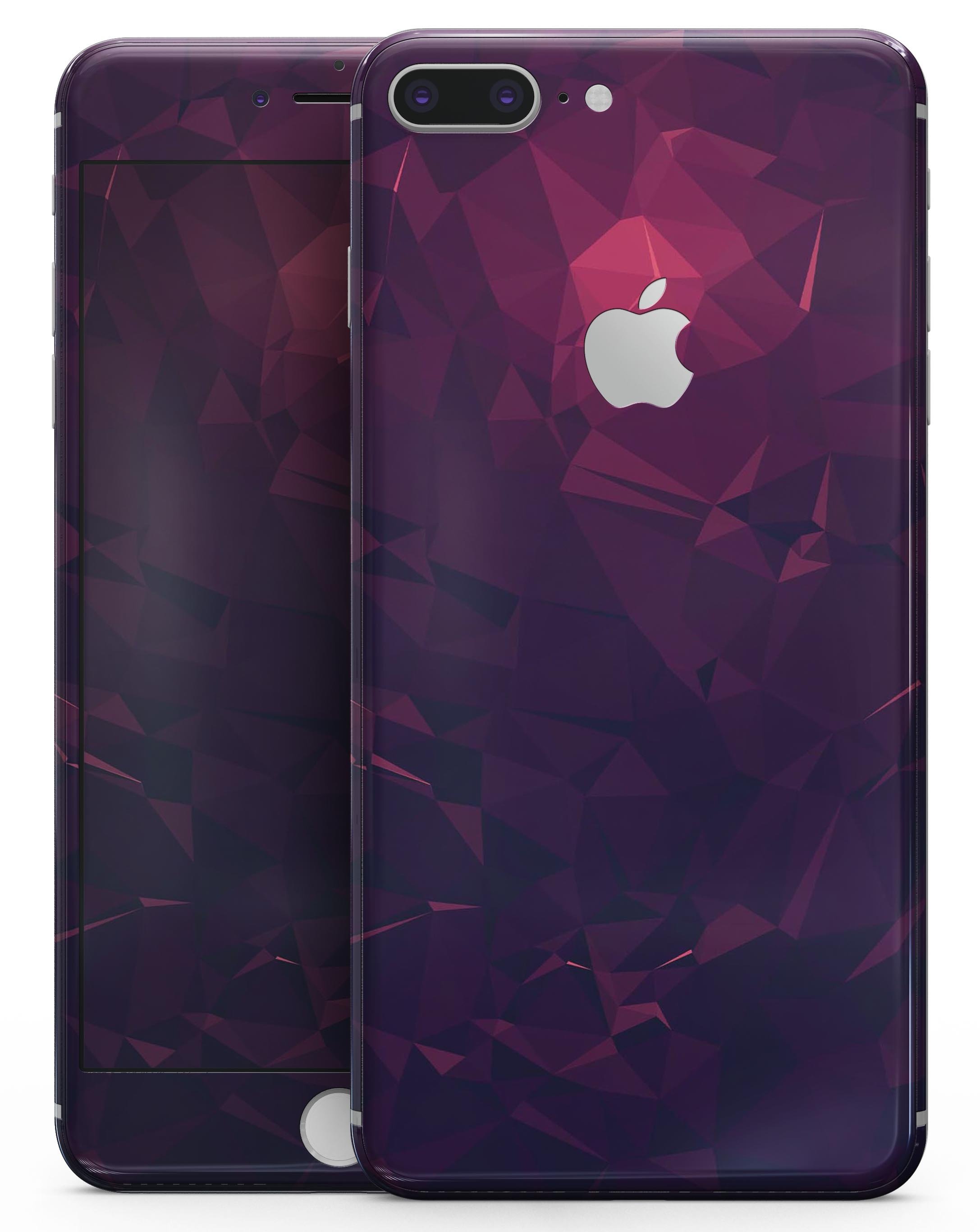 Deep Purple and Red Geometric Triangles skin for iPhone 8 and 8 Plus, showcasing vibrant colors and geometric patterns.