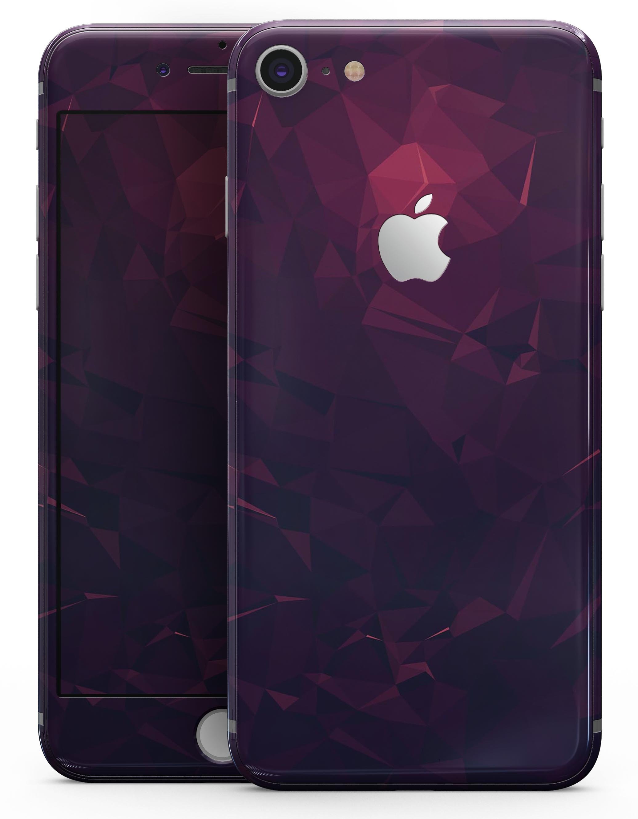 Deep Purple and Red Geometric Triangles skin for iPhone 8 and 8 Plus, showcasing vibrant colors and geometric patterns.