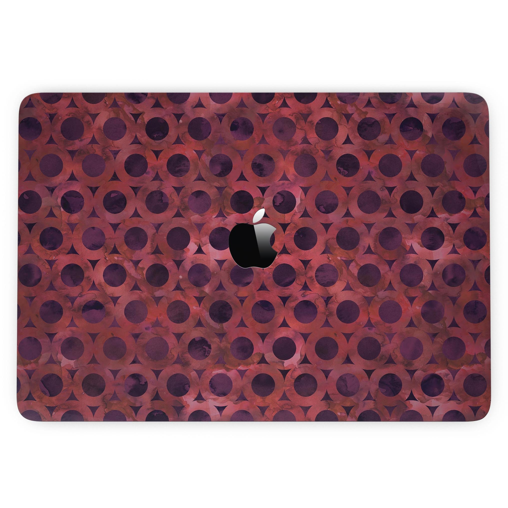 Deep Red Watercolor Ring Pattern skin for 13" MacBook Pro without Touch Bar, showcasing vibrant colors and unique design.