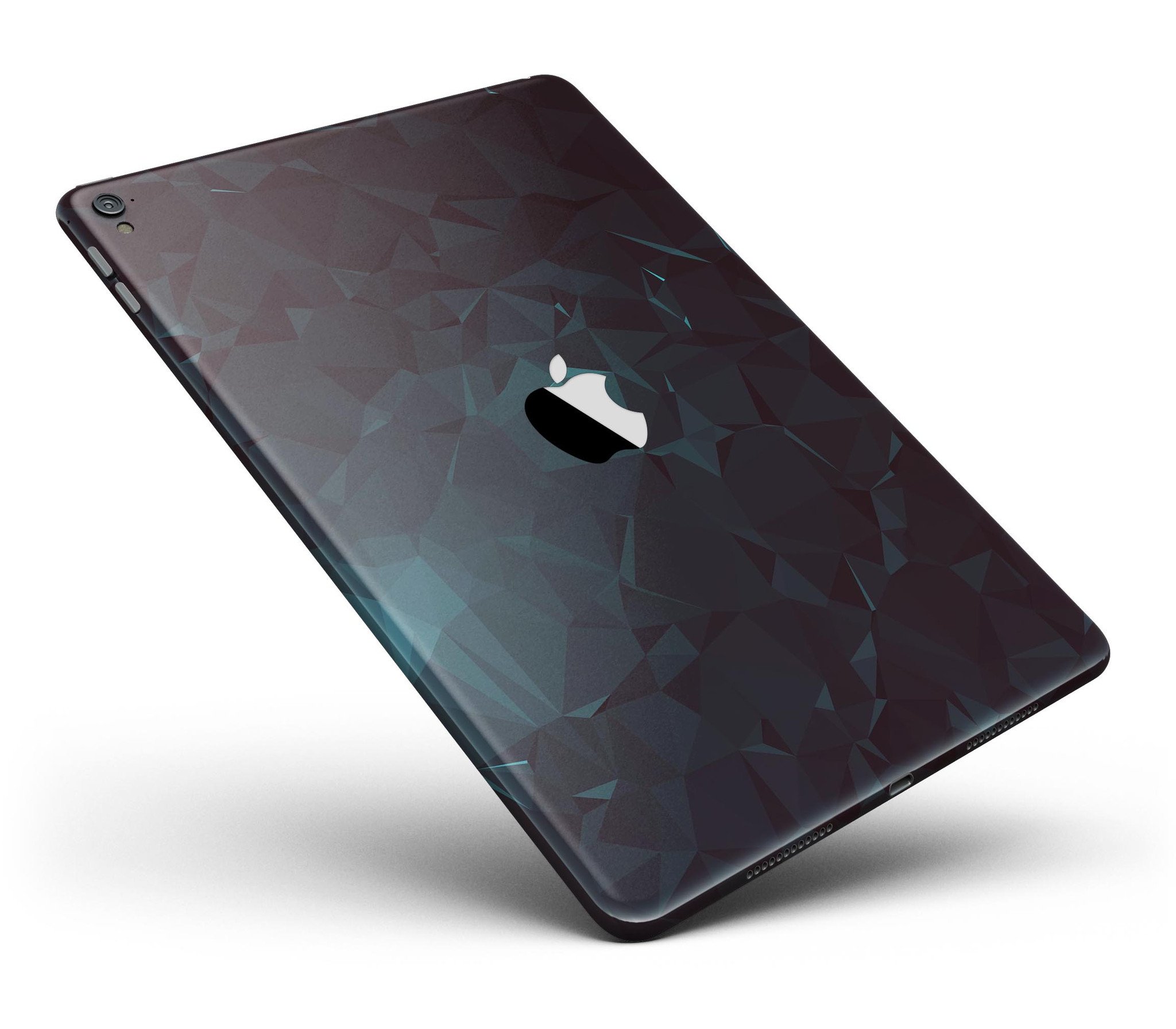 Deep Sea Teal Geometric Shapes Full Body Skin for iPad Pro, showcasing vibrant teal geometric patterns on a sleek vinyl surface.