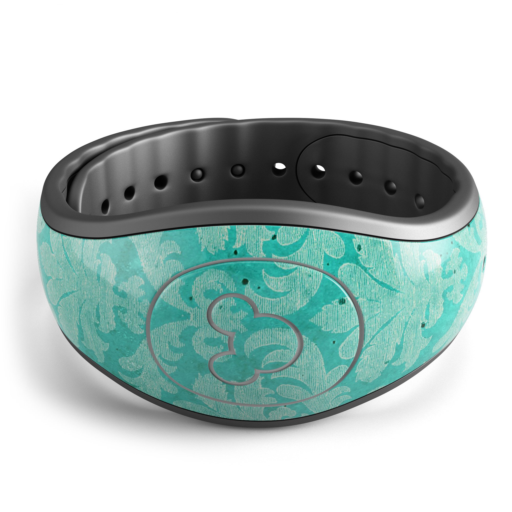 Deep Teal Luxury Pattern decal skin wrap kit for Disney Magic Band, showcasing vibrant colors and intricate design.