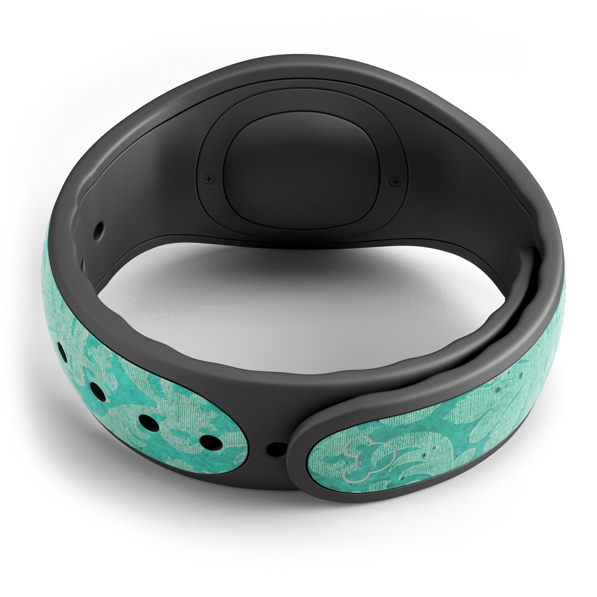 Deep Teal Luxury Pattern decal skin wrap kit for Disney Magic Band, showcasing vibrant colors and intricate design.