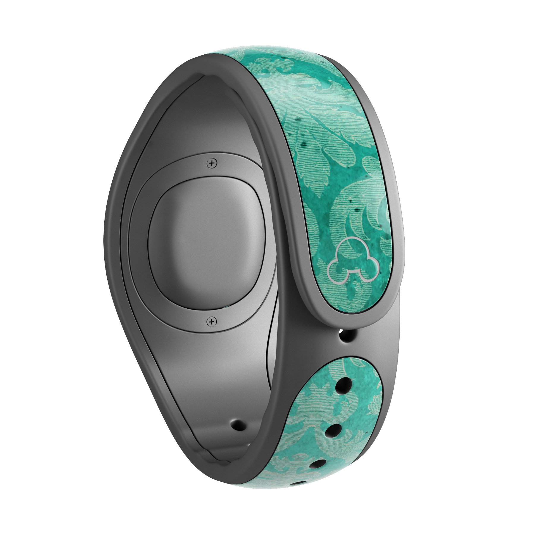 Deep Teal Luxury Pattern decal skin wrap kit for Disney Magic Band, showcasing vibrant colors and intricate design.