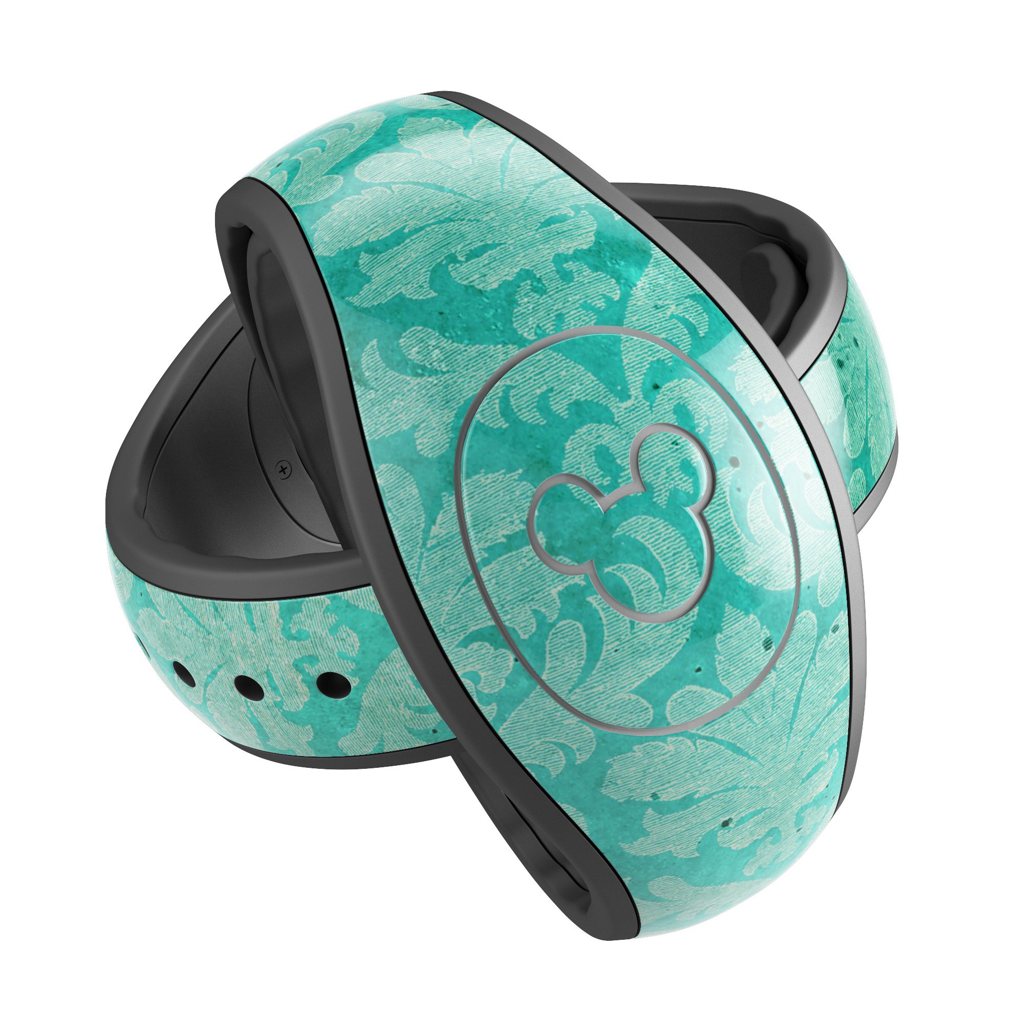 Deep Teal Luxury Pattern decal skin wrap kit for Disney Magic Band, showcasing vibrant colors and intricate design.