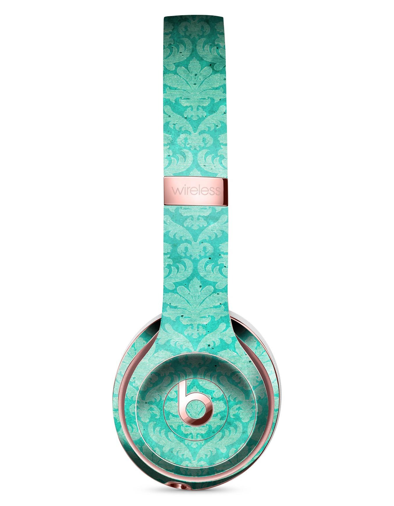 Deep Teal Luxury Pattern Full-Body Skin Kit for Beats by Dre Solo 3 Wireless Headphones, showcasing a stylish design and premium vinyl material.