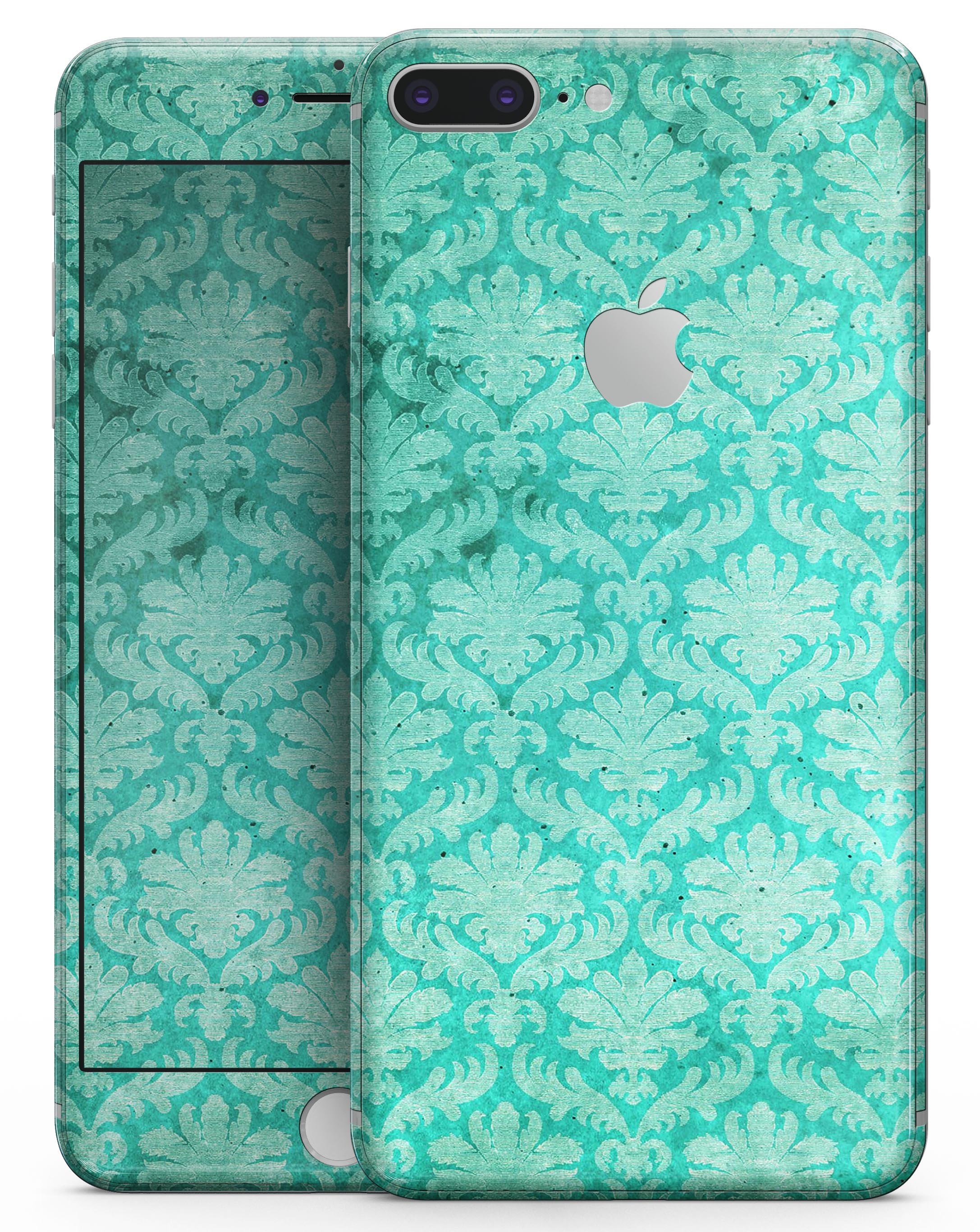 Deep Teal Luxury Pattern skin for iPhone 8 and 8 Plus, showcasing a stylish design with a glossy finish.