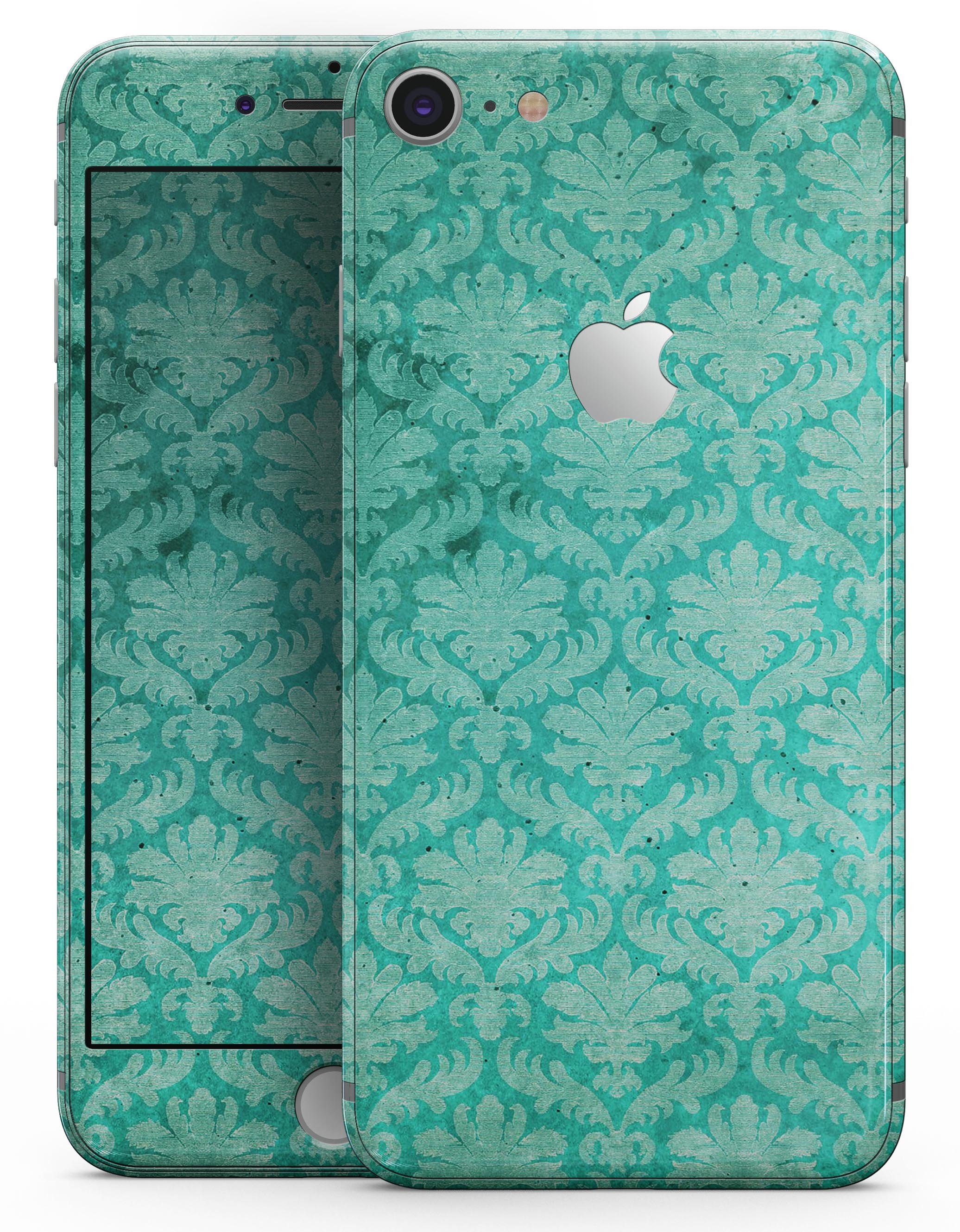 Deep Teal Luxury Pattern skin for iPhone 8 and 8 Plus, showcasing a stylish design with a glossy finish.