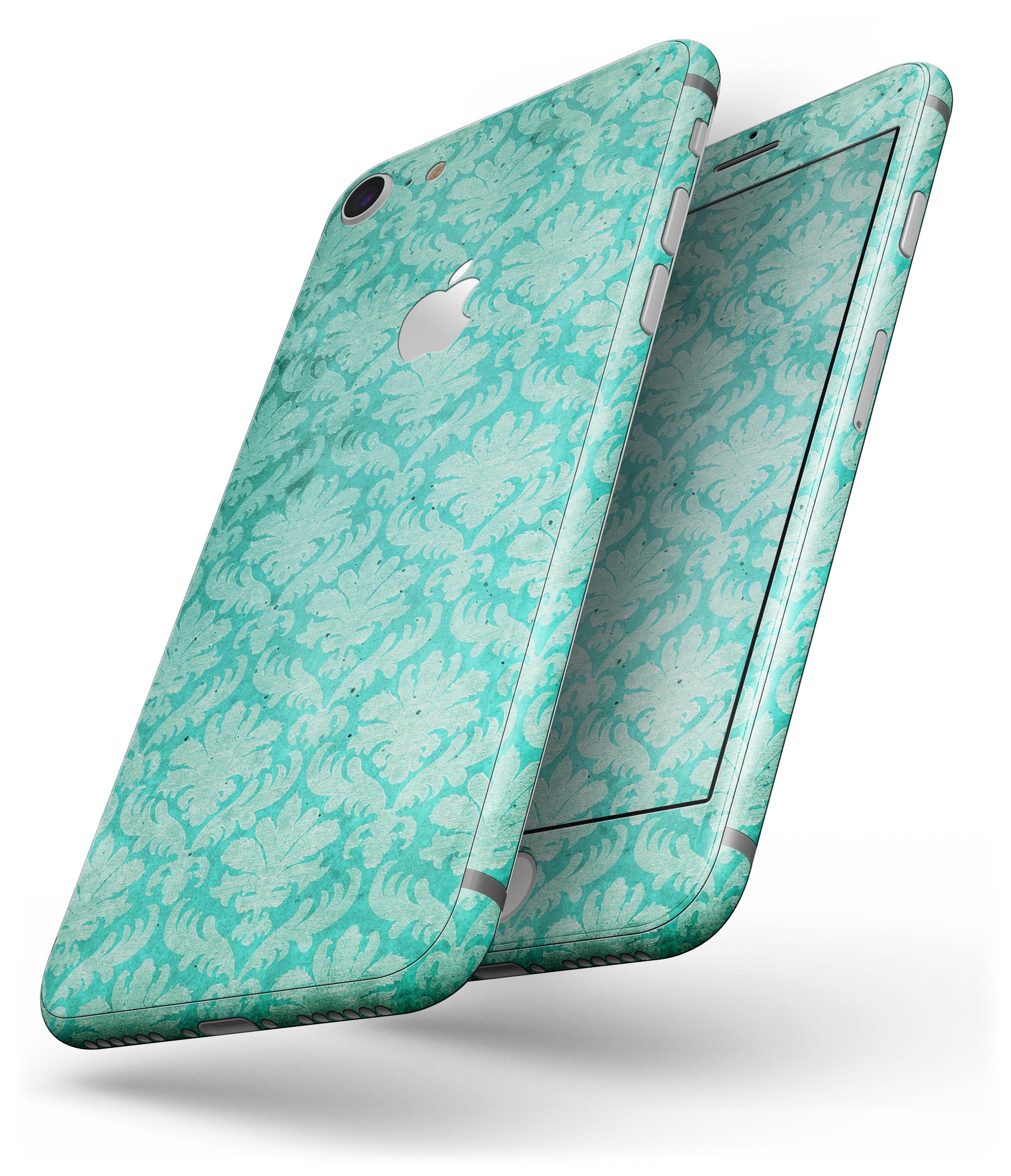 Deep Teal Luxury Pattern skin for iPhone 8 and 8 Plus, showcasing a stylish design with a glossy finish.