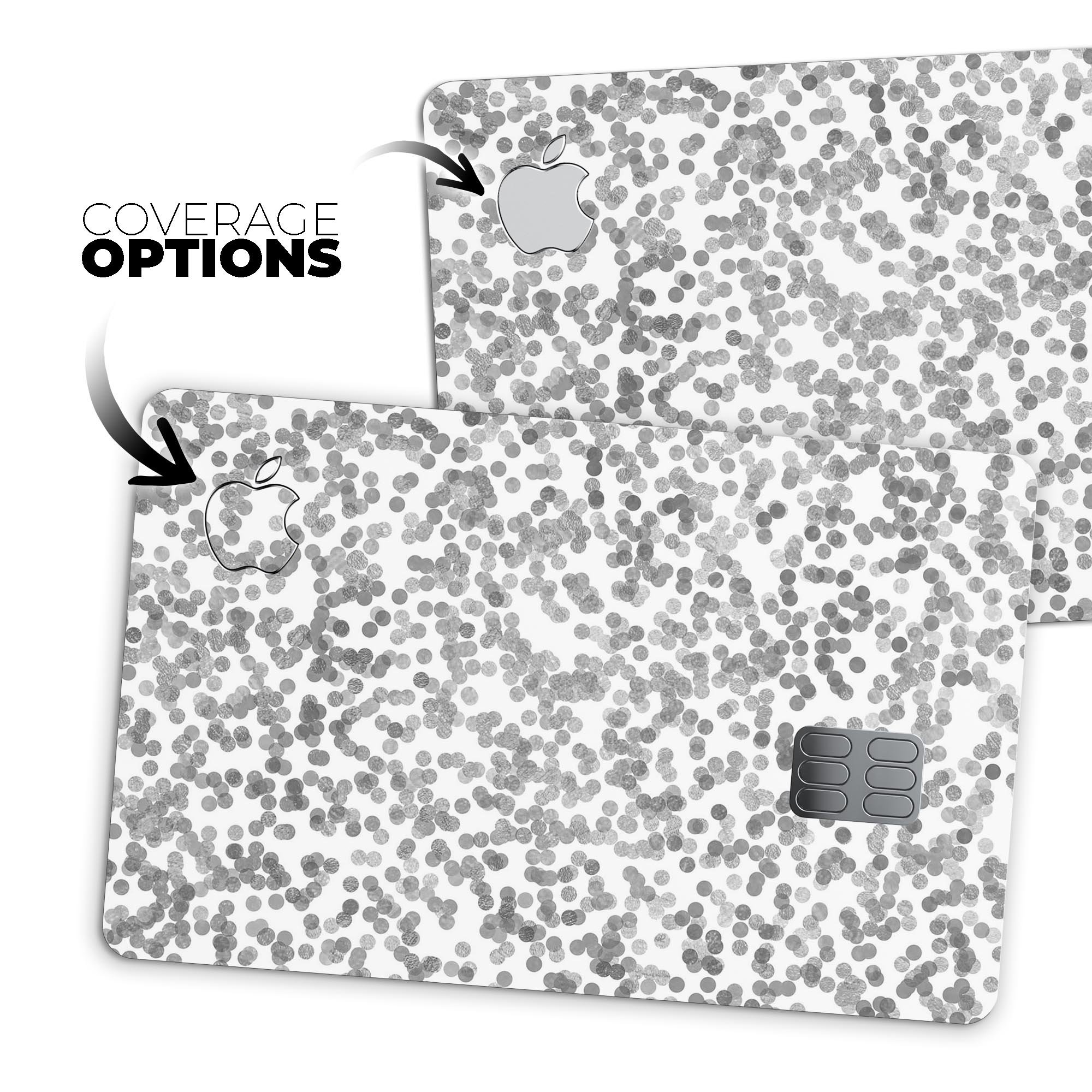 Premium protective decal skin kit for Apple Card featuring descending grayscale micro dots design.