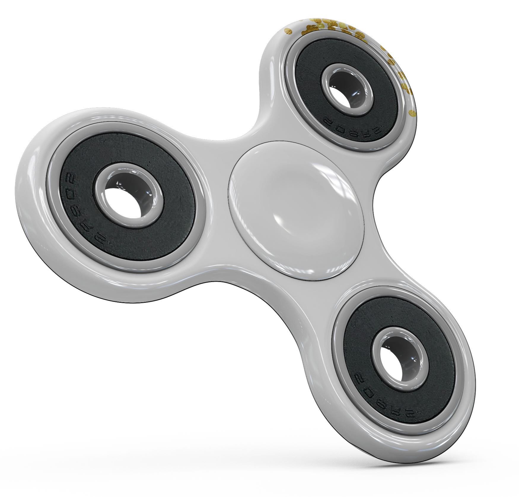 Full-body fidget spinner skin featuring scattered golden micro dots design, showcasing its vibrant color and texture.