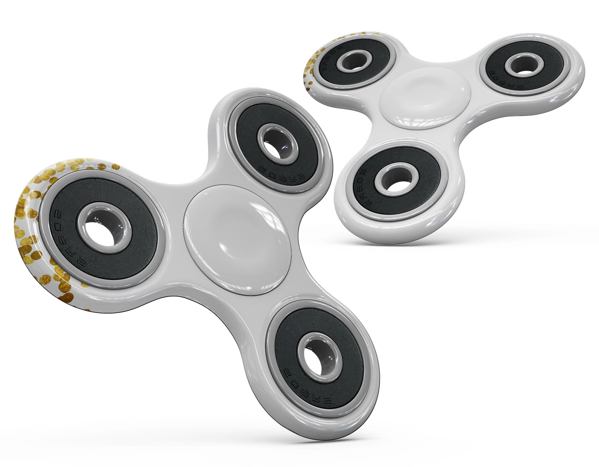 Full-body fidget spinner skin featuring scattered golden micro dots design, showcasing its vibrant color and texture.