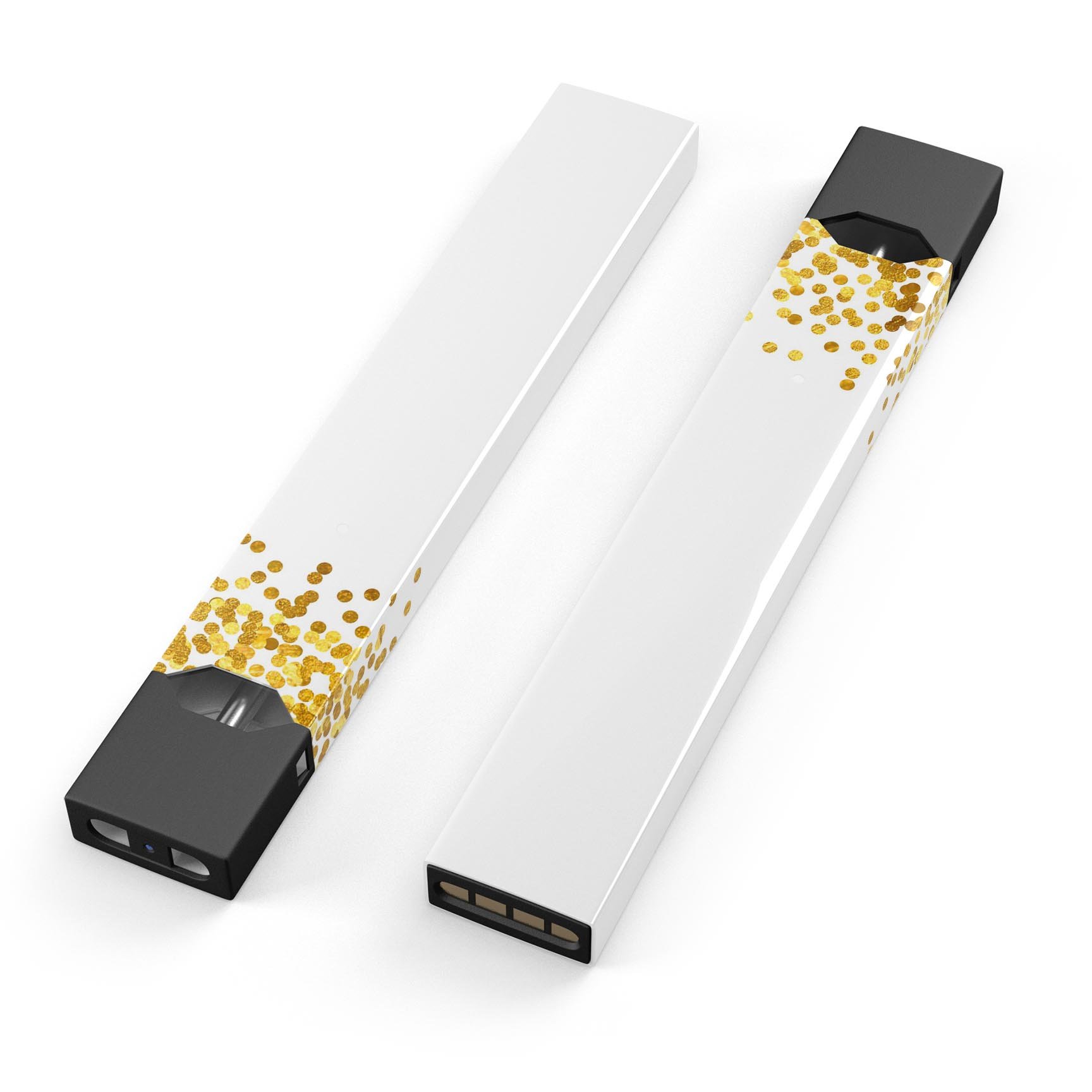 Premium decal protective skin for JUUL device featuring scattered golden micro dots, designed for style and durability.